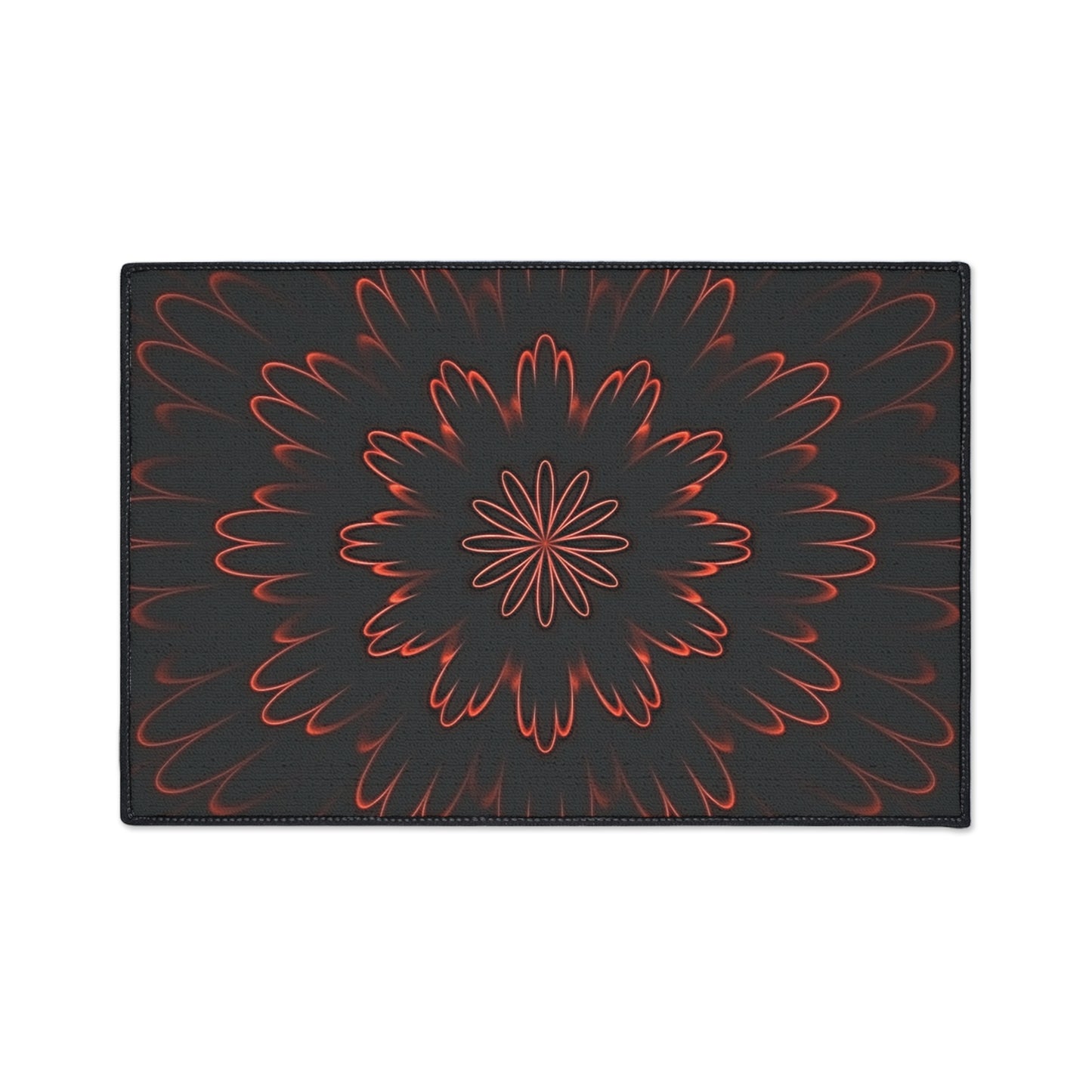 Floor Mat — Red Floral Mandala Heavy-Duty Entrance Rug