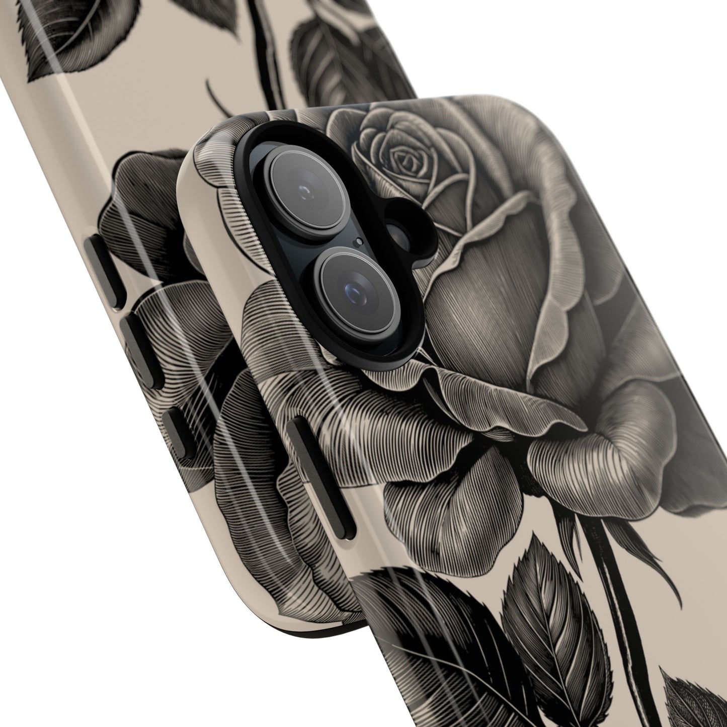 Black Rose Phone Case, Tough Cases with Floral Design, Elegant Tech Accessory, Gift for Flower Lovers, Stylish Protection