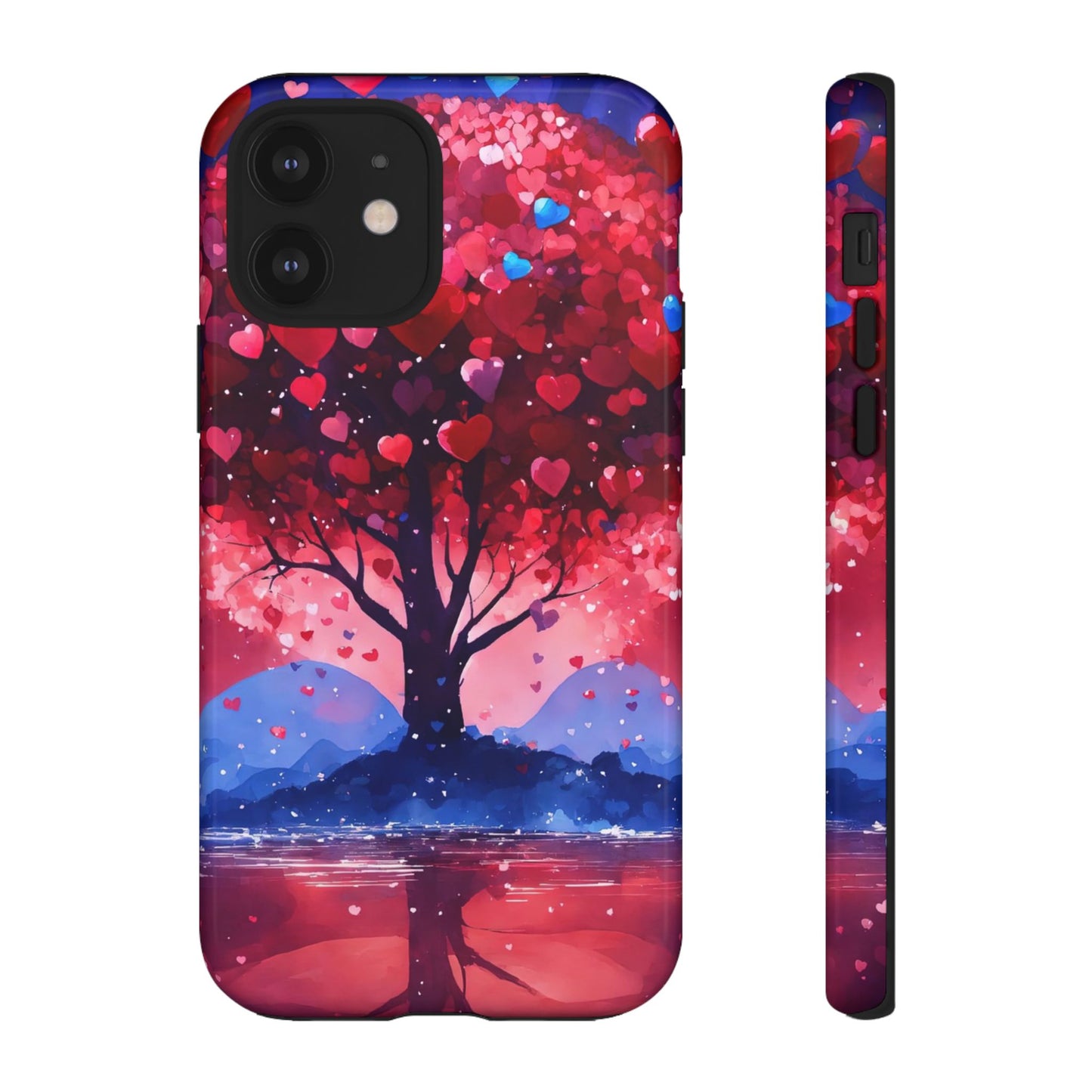 Heart Tree Phone Case — Romantic Red & Blue Protective Tough Case