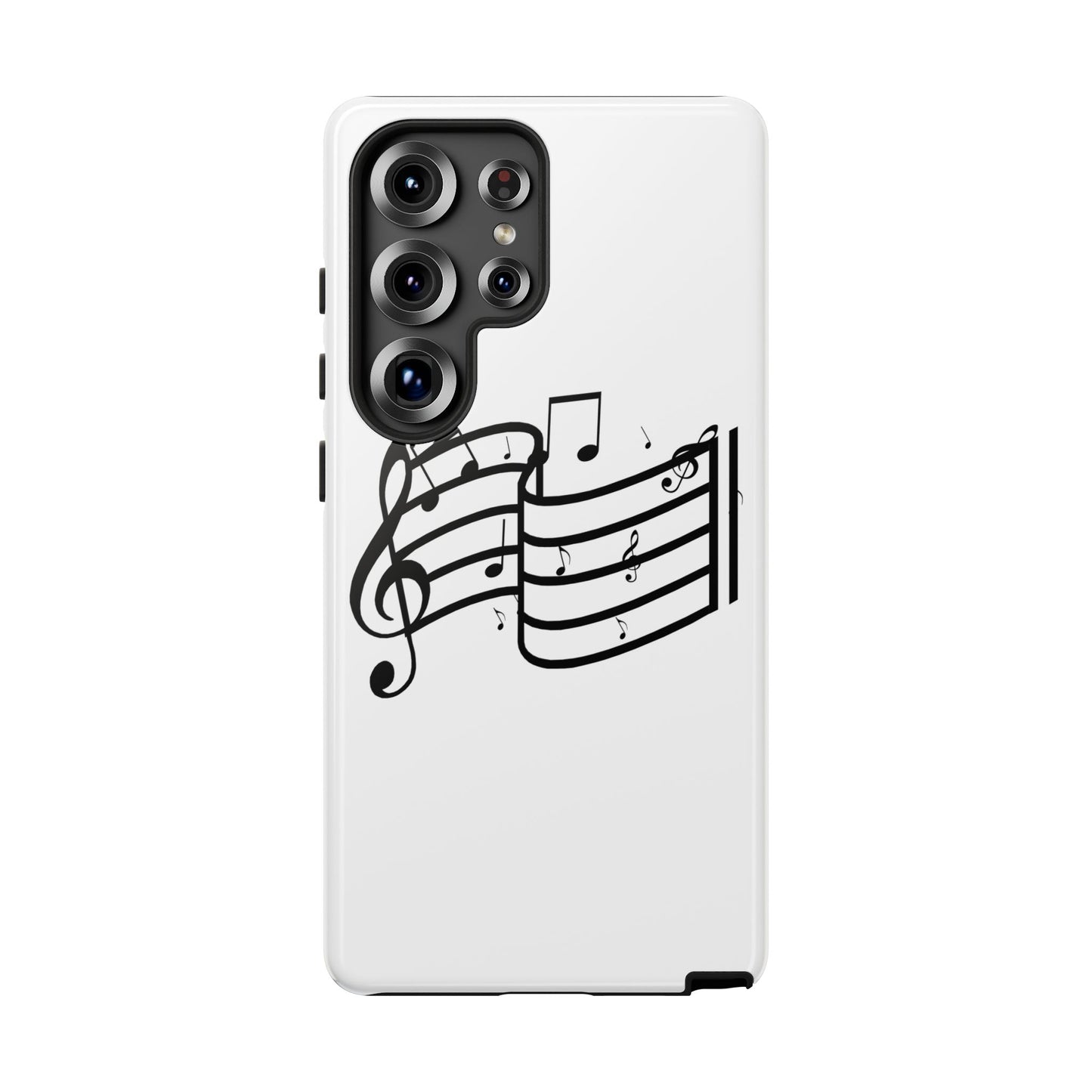 Musical Notes Phone Case — Black Treble Clef Music Staff Tough Case