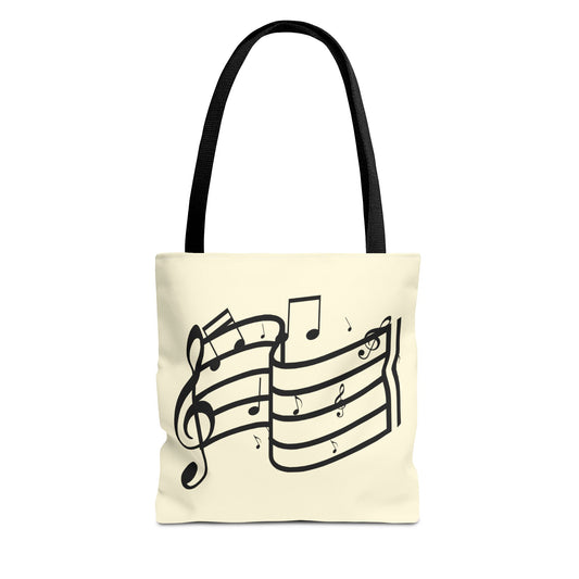 Music Notes Tote Bag — Sheet Melody Canvas Tote for Musicians & Music Lovers
