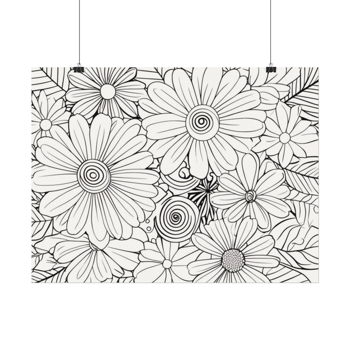 COLOR IT YOURSELF Floral Line Art Poster — Textured Matte Print