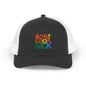 Don’t Look Back Snapback Trucker Cap — Retro Rainbow Embroidered Hat