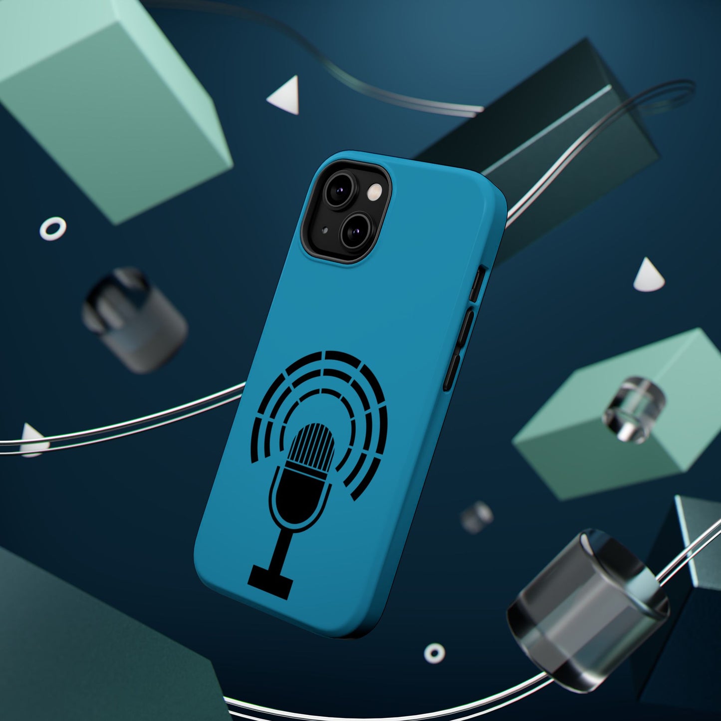Phone Case — Retro Microphone Podcast Design, Magnetic Impact-Resistant