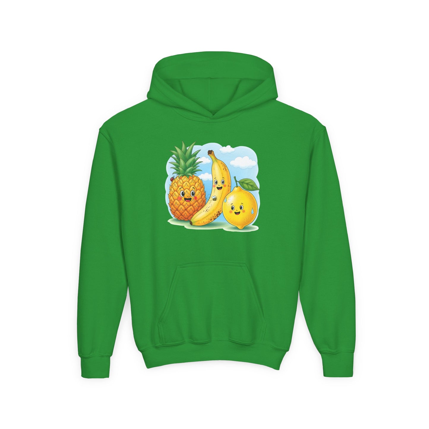 Kids Tropical Fruit Hoodie — Cute Pineapple, Banana & Orange Graphic Sweatshirt