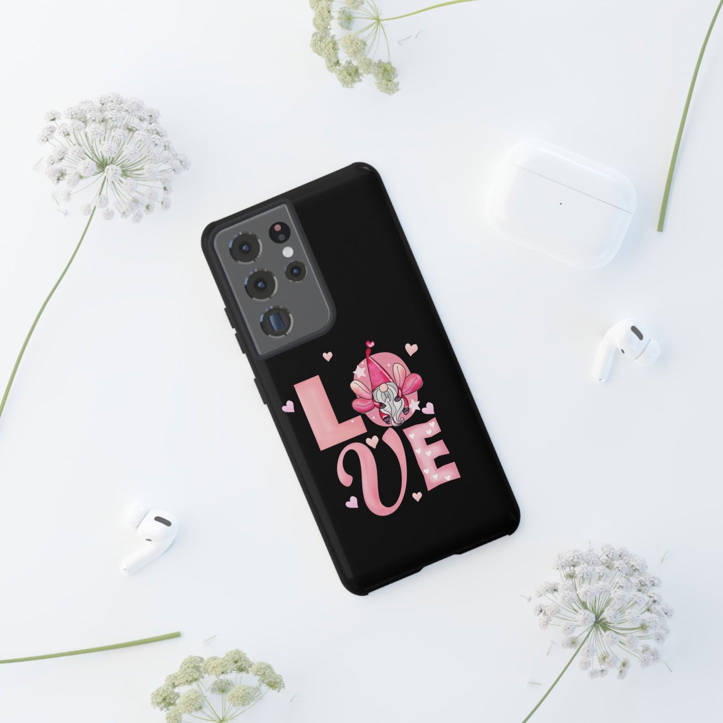 Love Gnome Phone Case — Cute Pink Heart Valentines Protective Case