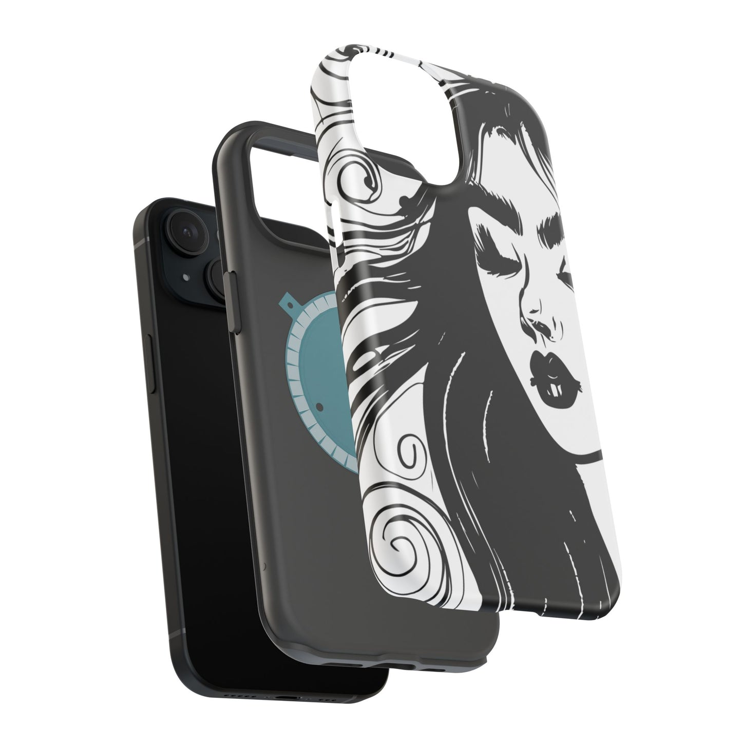 Artistic Black & White Portrait Phone Case — Magnetic Impact-Resistant
