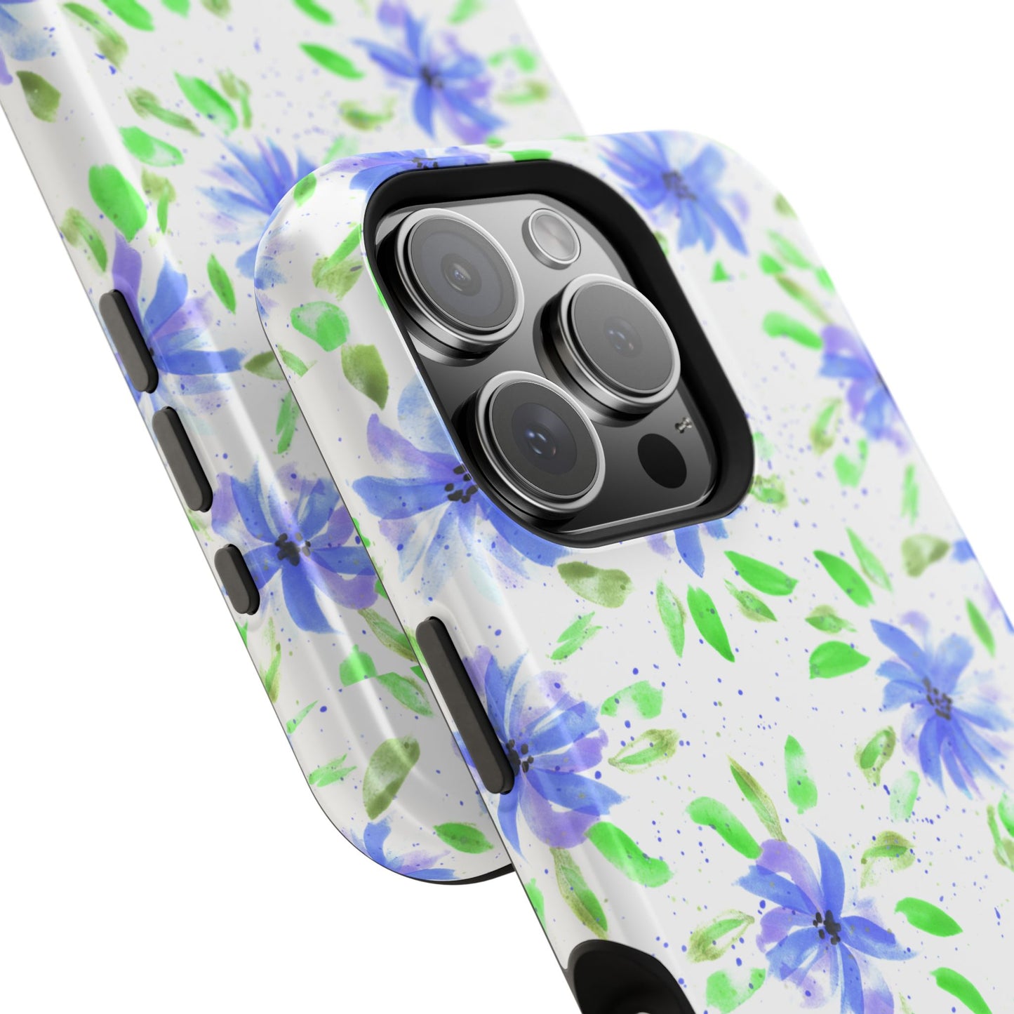 Floral Blue Watercolor Phone Case — Magnetic Impact-Resistant