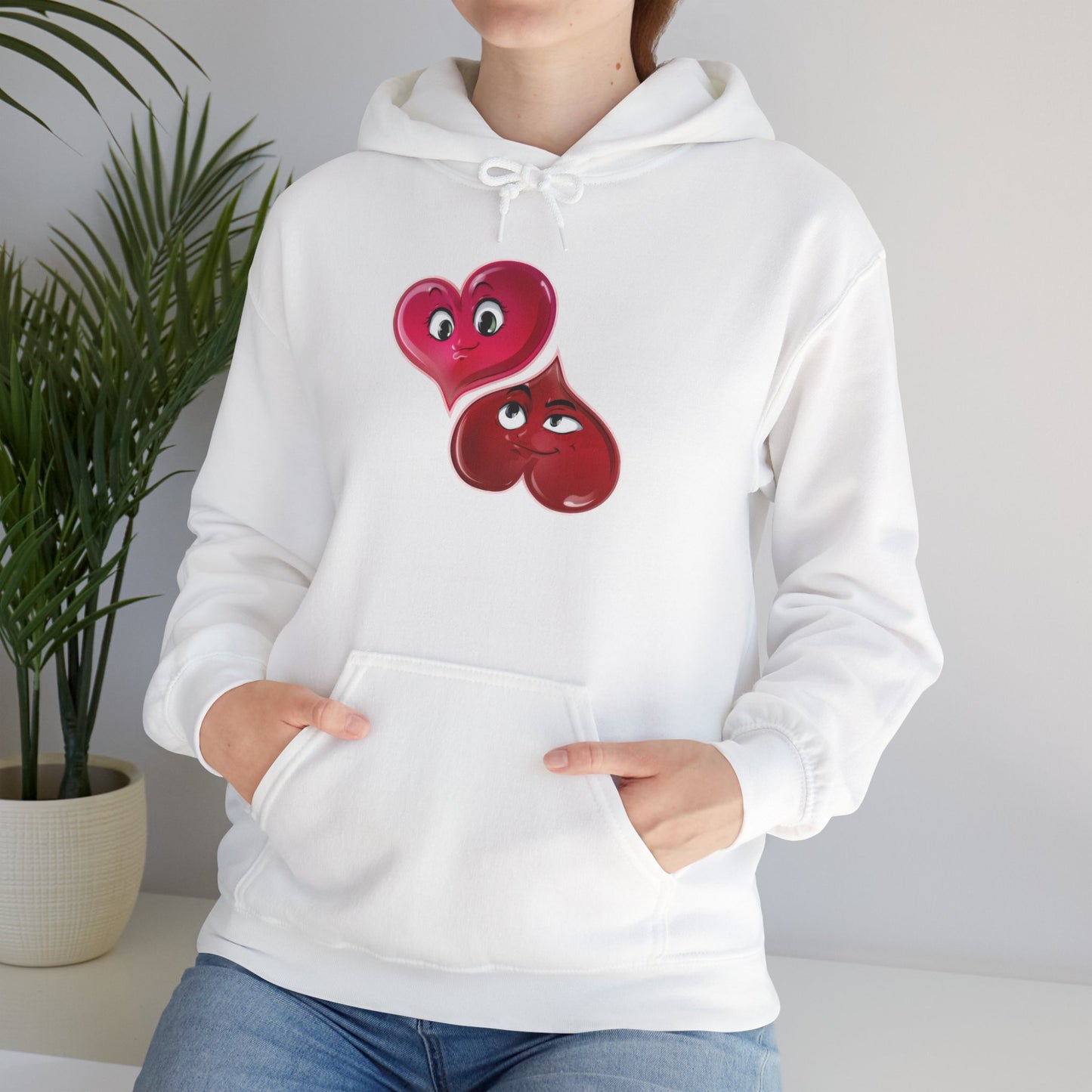 Heart Buds Hoodie — Cute Pair of Cheeky Heart Characters, Valentine’s Day Gift