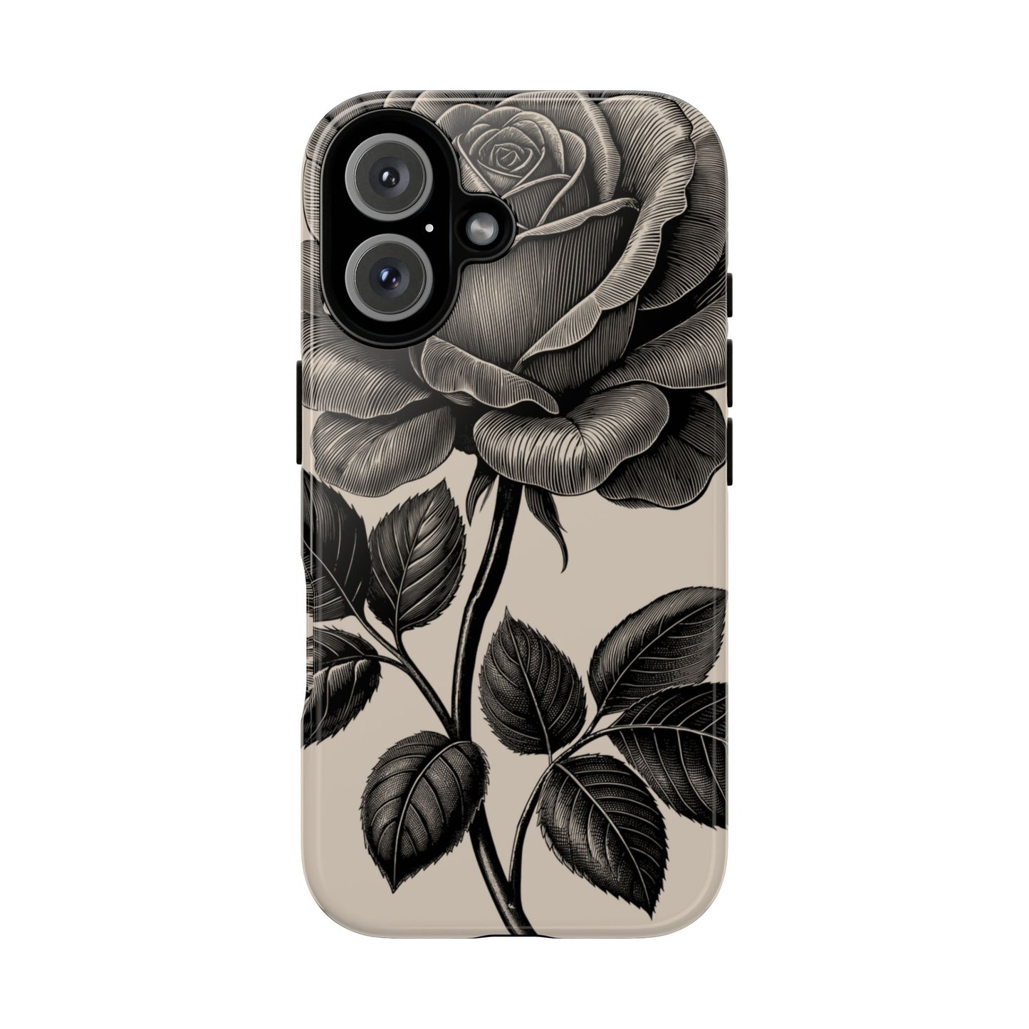 Black Rose Phone Case, Tough Cases with Floral Design, Elegant Tech Accessory, Gift for Flower Lovers, Stylish Protection