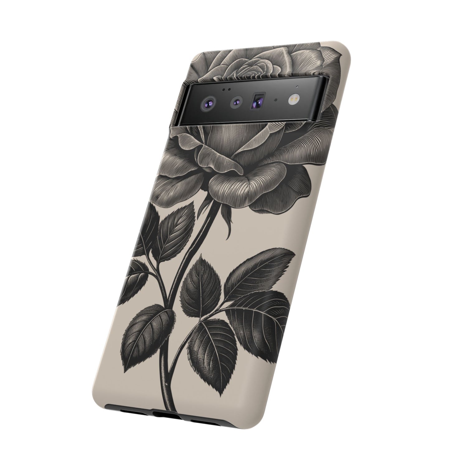 Black Rose Phone Case, Tough Cases with Floral Design, Elegant Tech Accessory, Gift for Flower Lovers, Stylish Protection