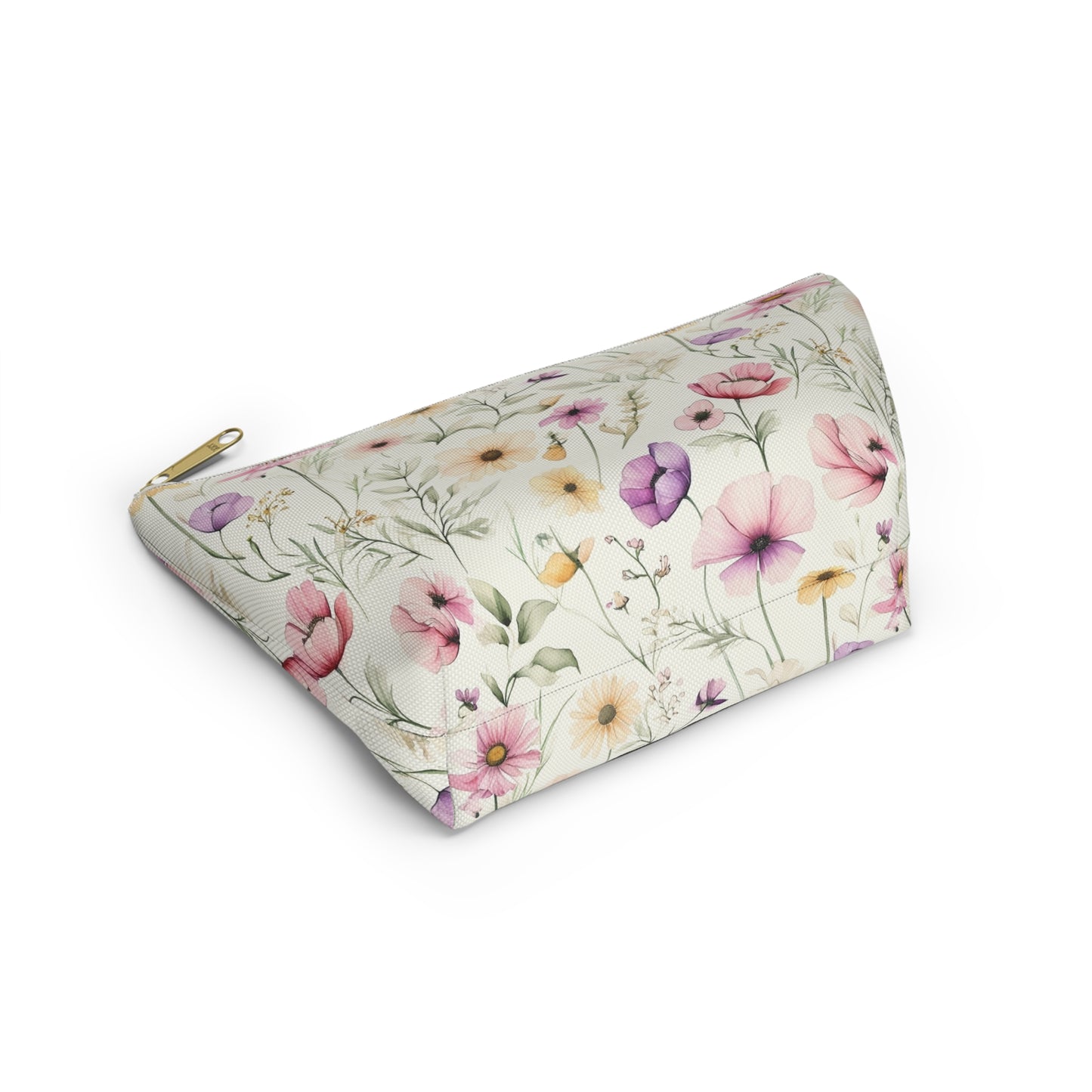 Floral Spring Makeup Pouch — Watercolor Wildflower Accessory Bag