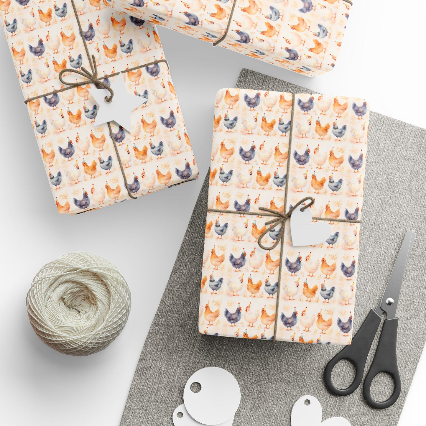 Chicken Watercolor Pattern Wrapping Paper Roll — Cute Pet Gift Wrap