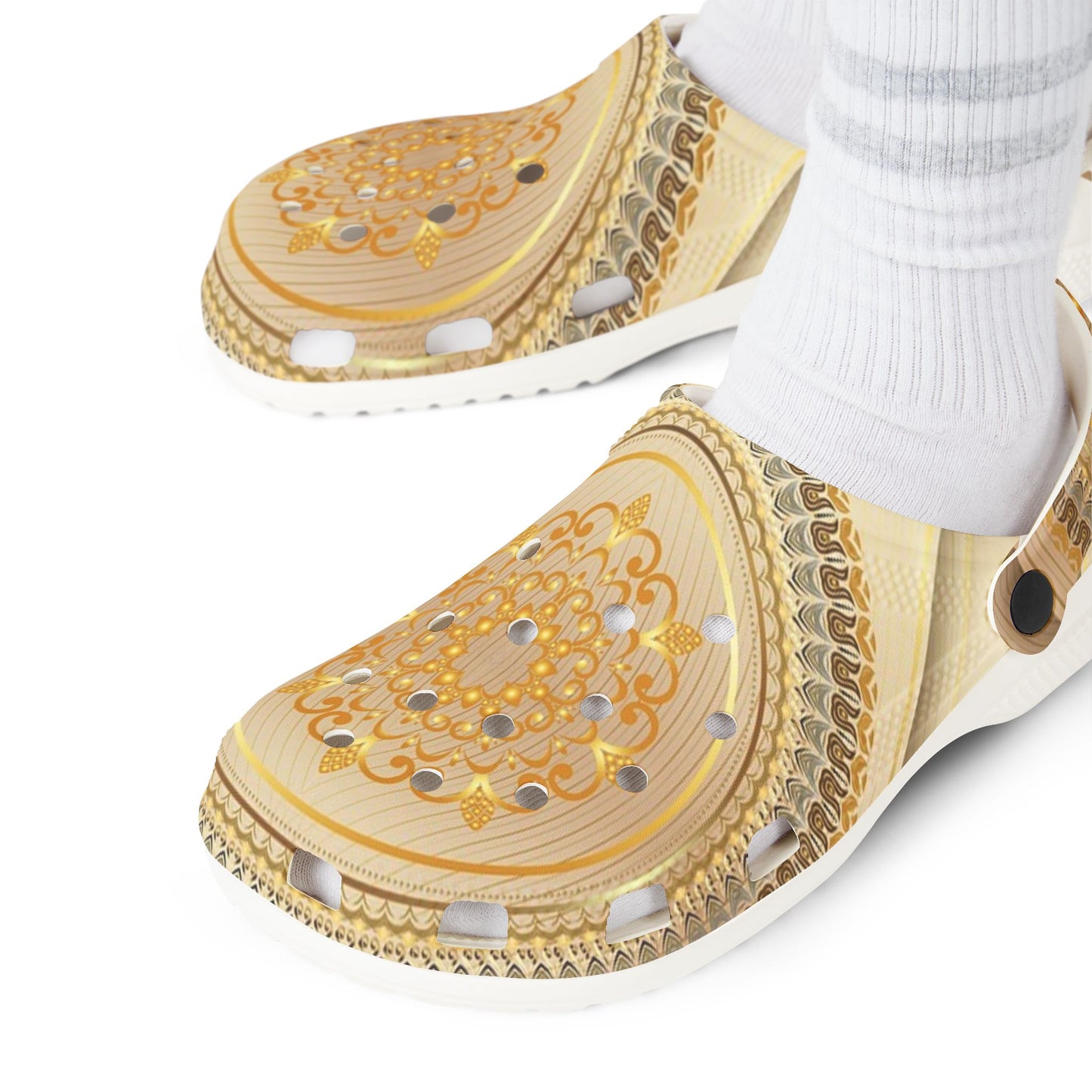 Golden Mandala EVA Foam Clogs — Comfortable Slip-On Garden Shoes