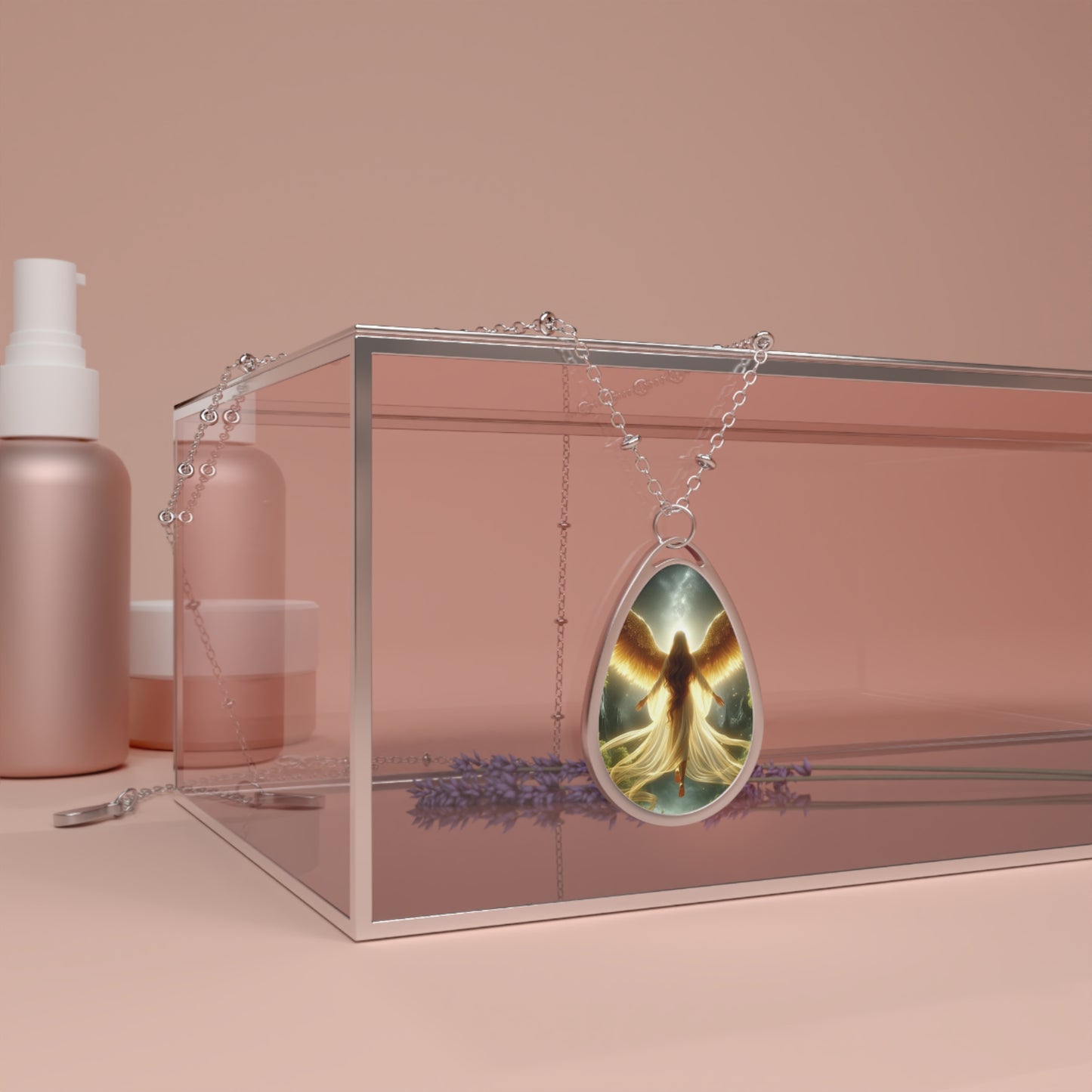 Guardian Angel Oval Necklace, Inspirational Jewelry, Faith Gift for Loved Ones