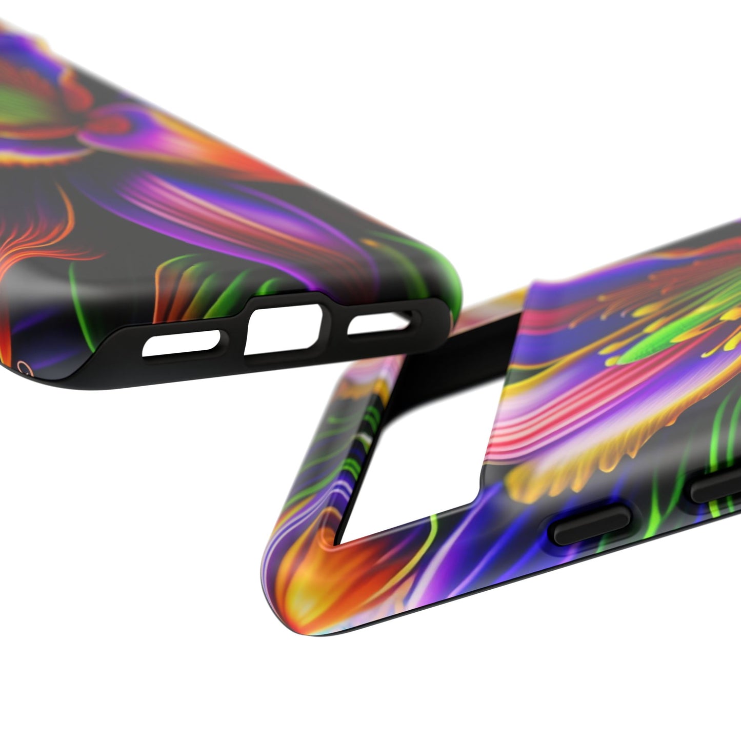 Floral Neon Tough Phone Case — Vivid Purple & Orange Lily Protective Cover