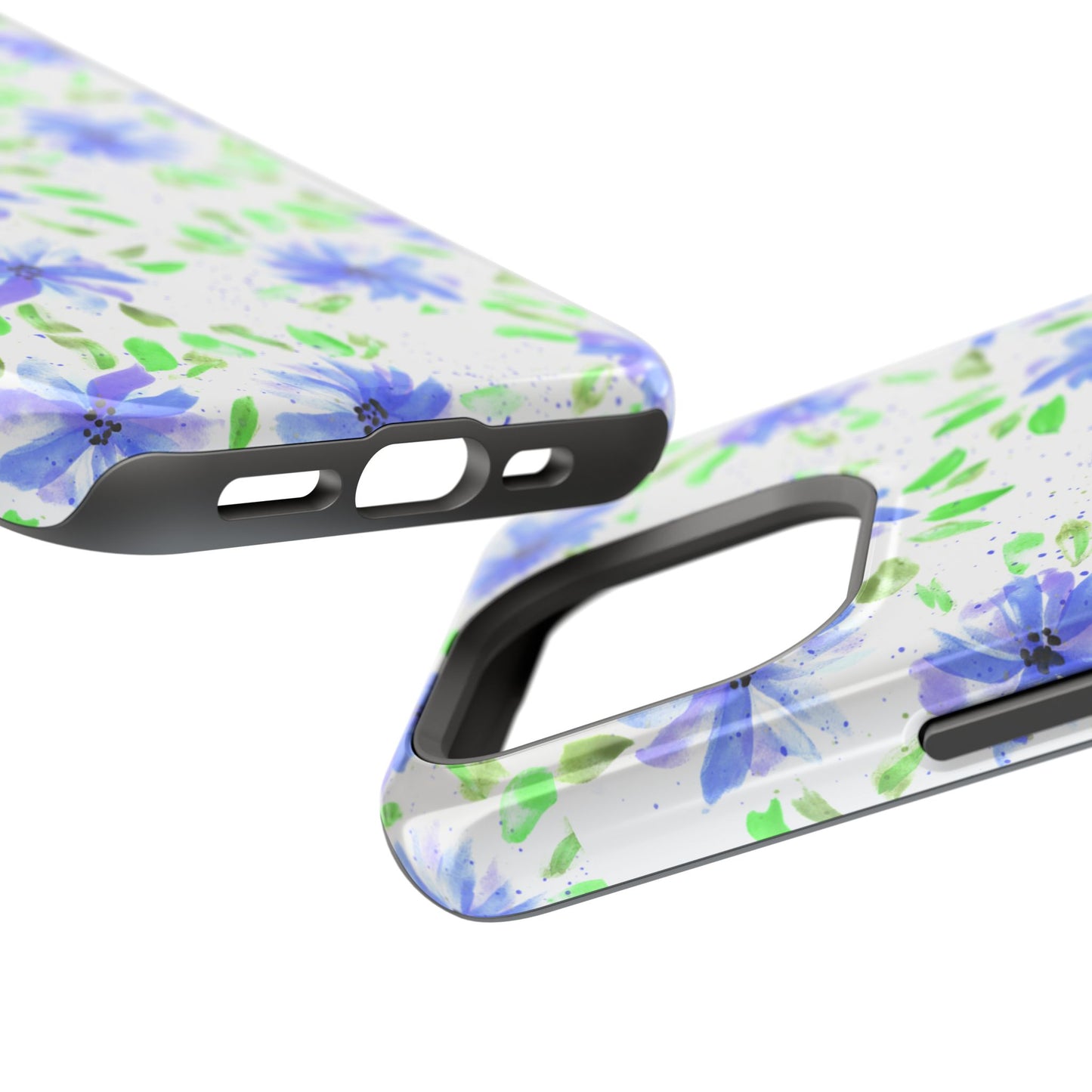 Floral Blue Watercolor Phone Case — Magnetic Impact-Resistant