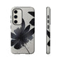 Monochrome Floral Tough Phone Case — Black Ink Flower Protective Cover