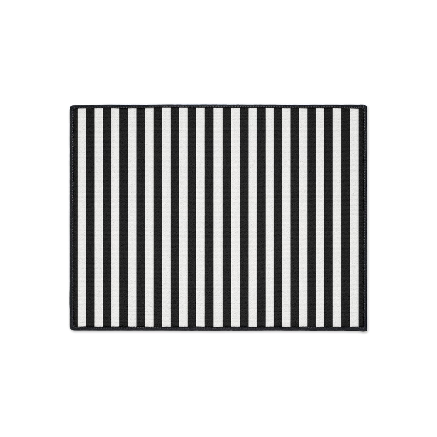 Black & White Striped Heavy Duty Floor Mat — Durable Entrance Rug for Home, Office & Garage