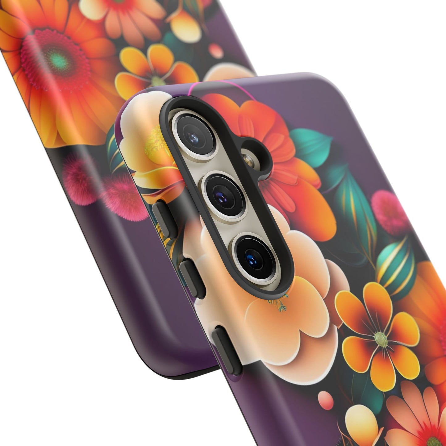 Floral Burst Tough Phone Case — Colorful Retro Flowers Protective Cover
