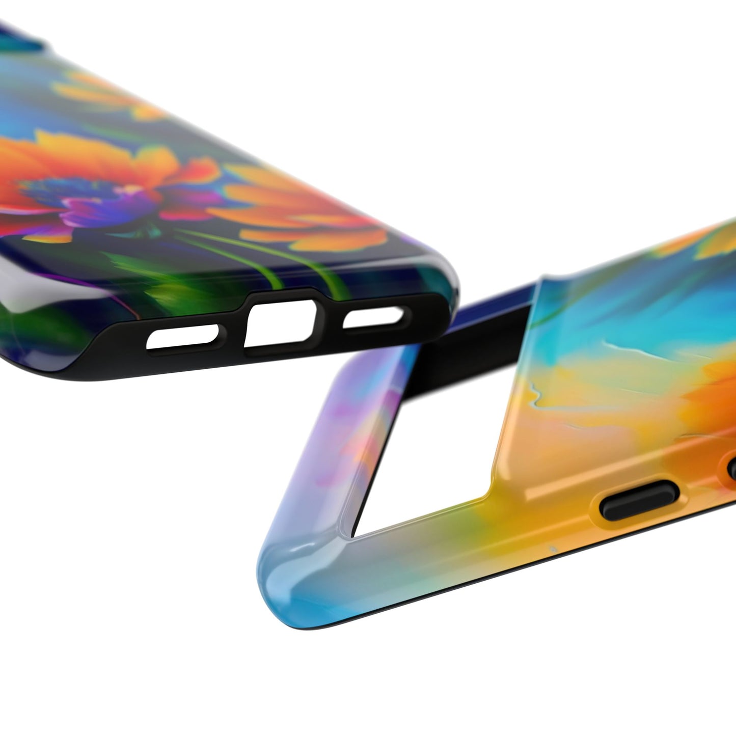 Floral Sunset Tough Phone Case — Vibrant Watercolor Flowers Protective Cover