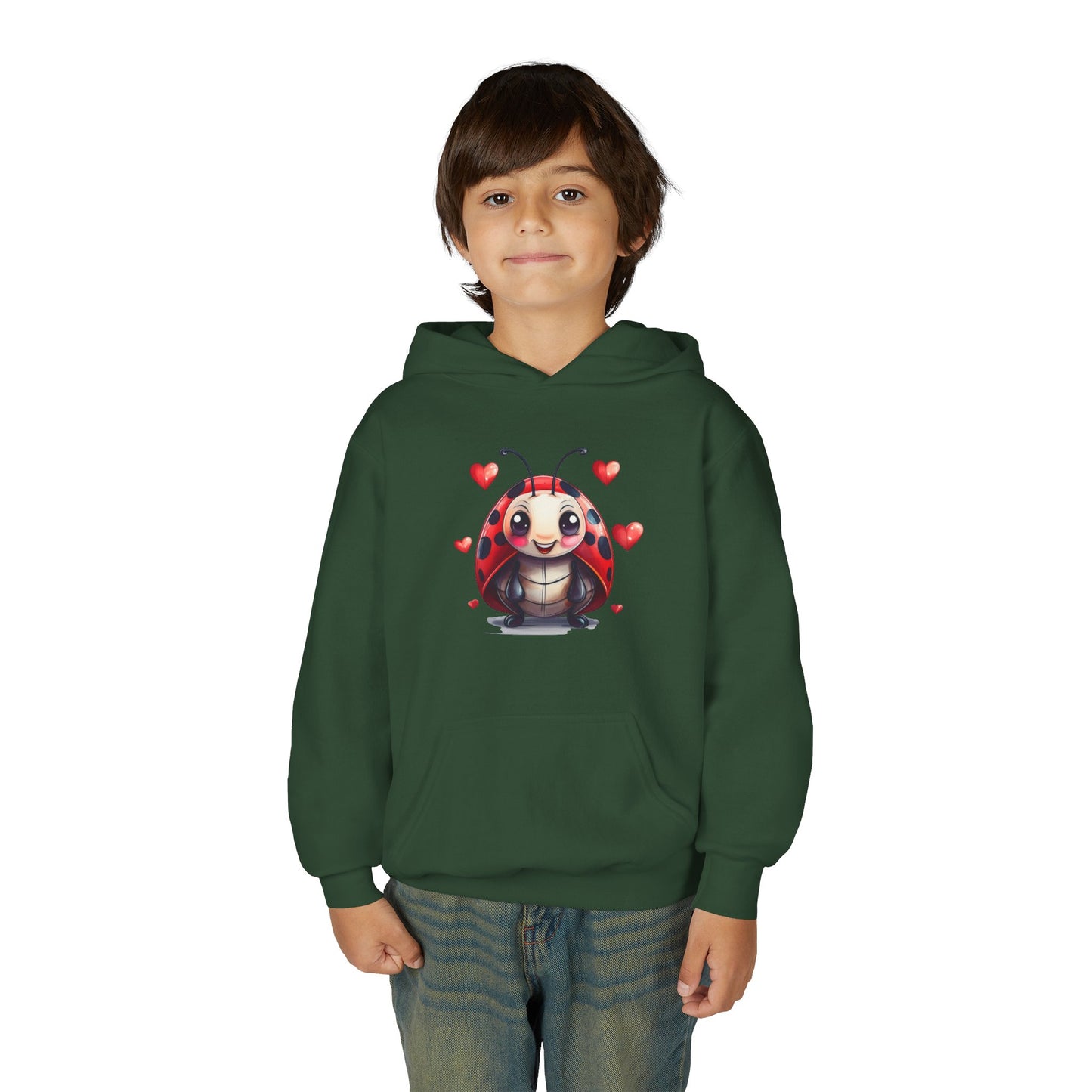 Cute Ladybug with Hearts Hoodie | Kids Valentine Sweatshirt