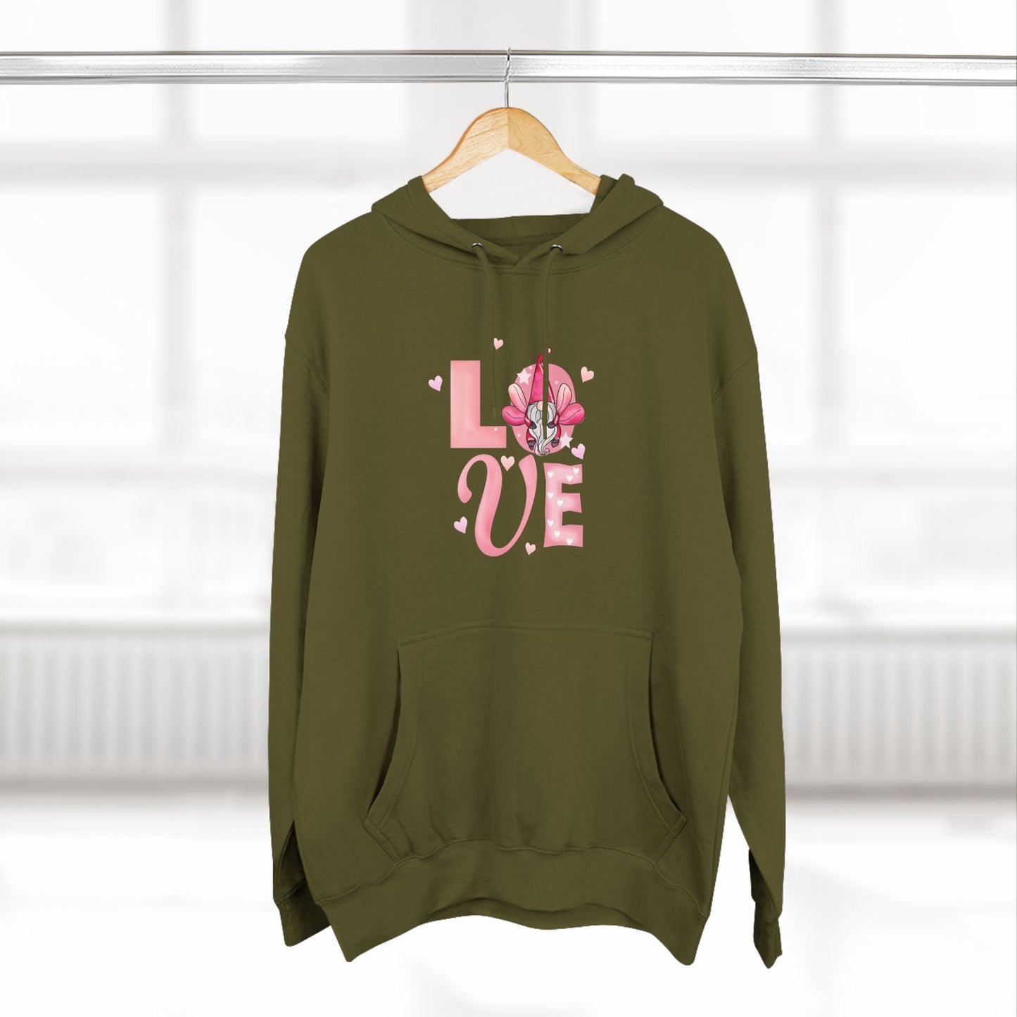 Love Blossom Hoodie — Pink Floral "LOVE" Graphic Fleece Hoodie