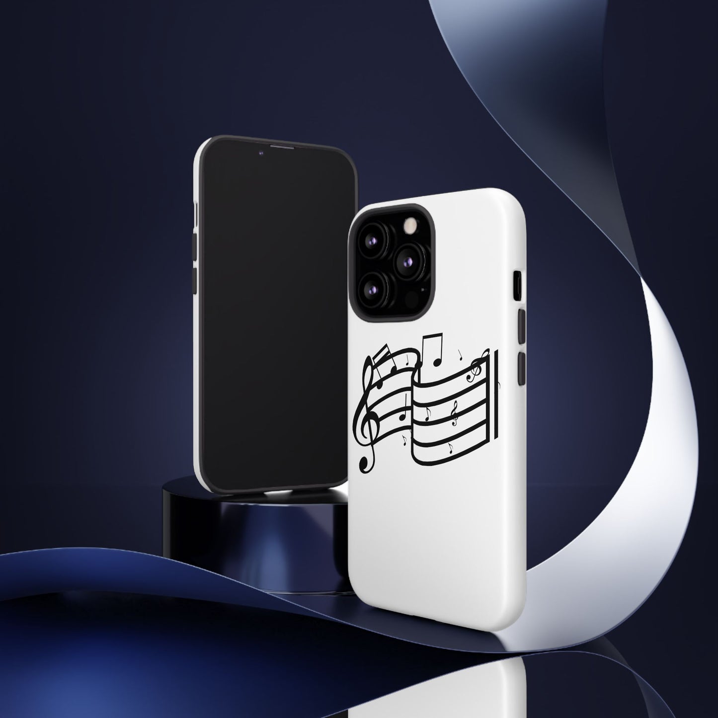 Musical Notes Phone Case — Black Treble Clef Music Staff Tough Case