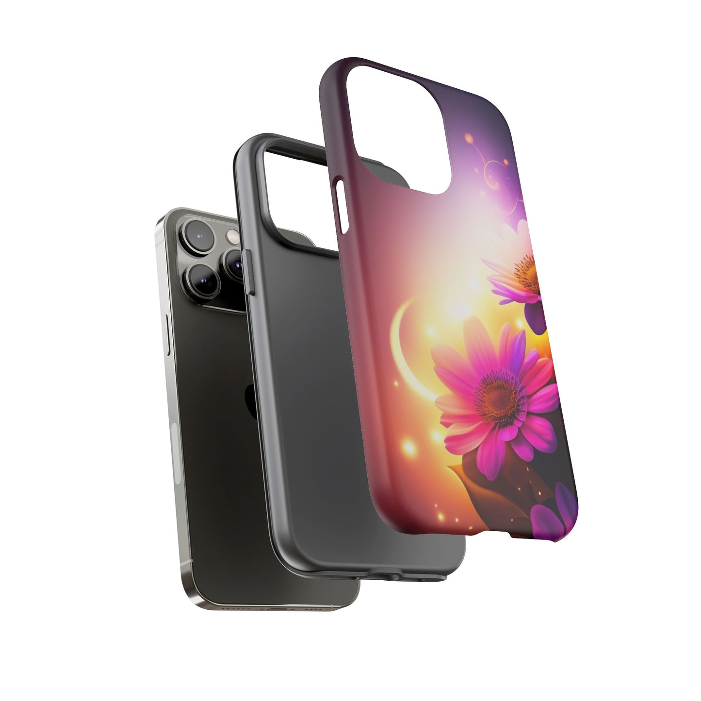 Floral Moonlight Phone Case – Purple Daisy Protective Cover