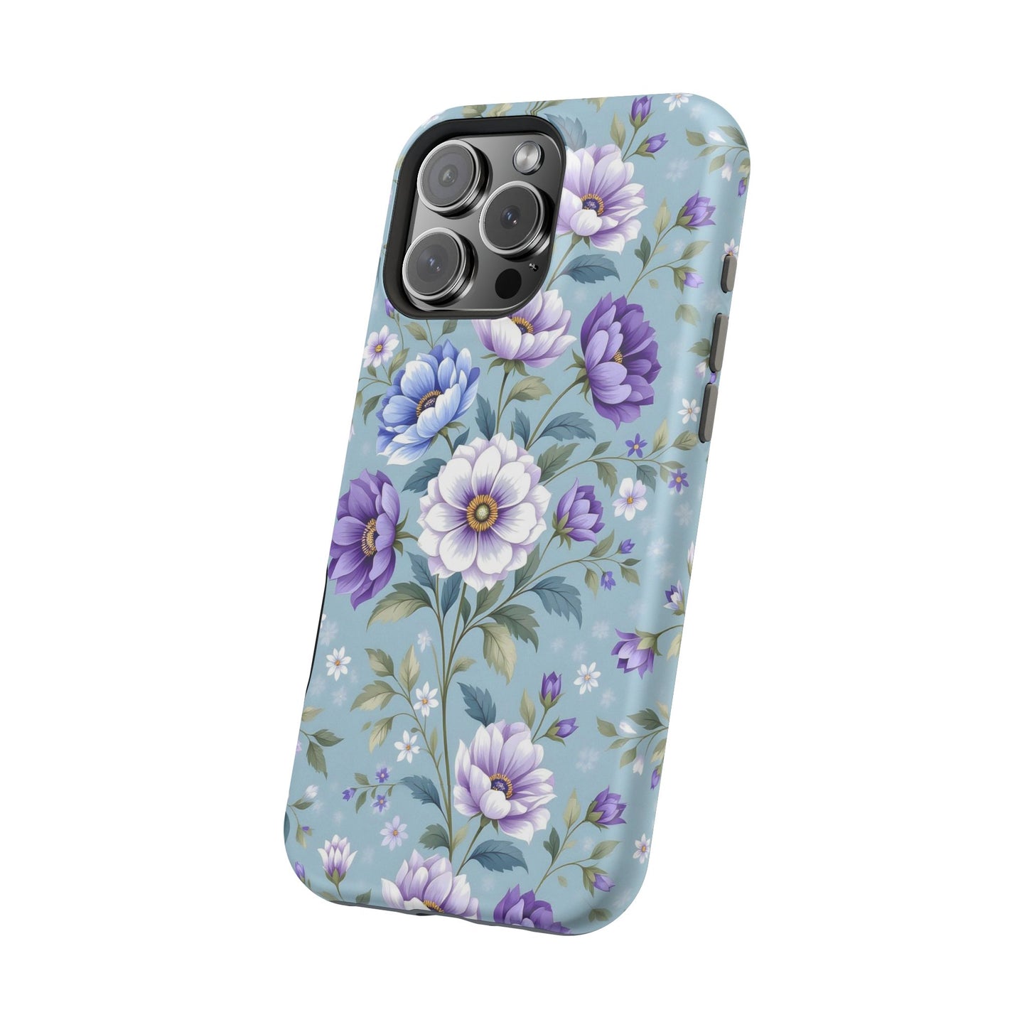 Floral Purple Peony Phone Case — Magnetic Impact‑Resistant Protective Cover
