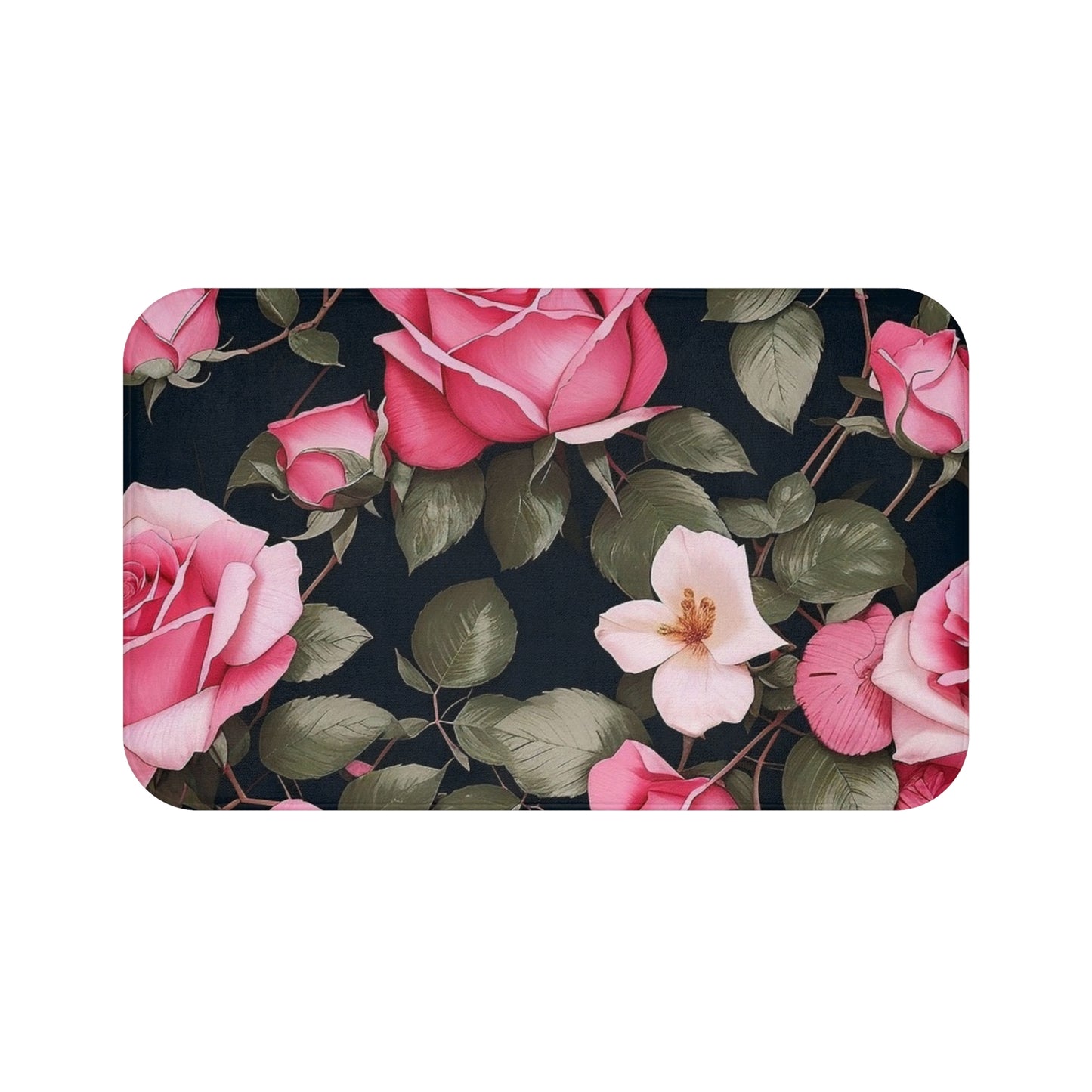 Elegant Floral Bath Mat for Relaxing Bathrooms, Rose Bath Decor, Home Spa Accessory, Mother's Day Gift, Artisan Bathroom Rug