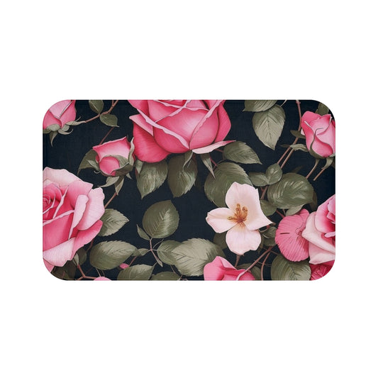 Elegant Floral Bath Mat for Relaxing Bathrooms, Rose Bath Decor, Home Spa Accessory, Mother's Day Gift, Artisan Bathroom Rug