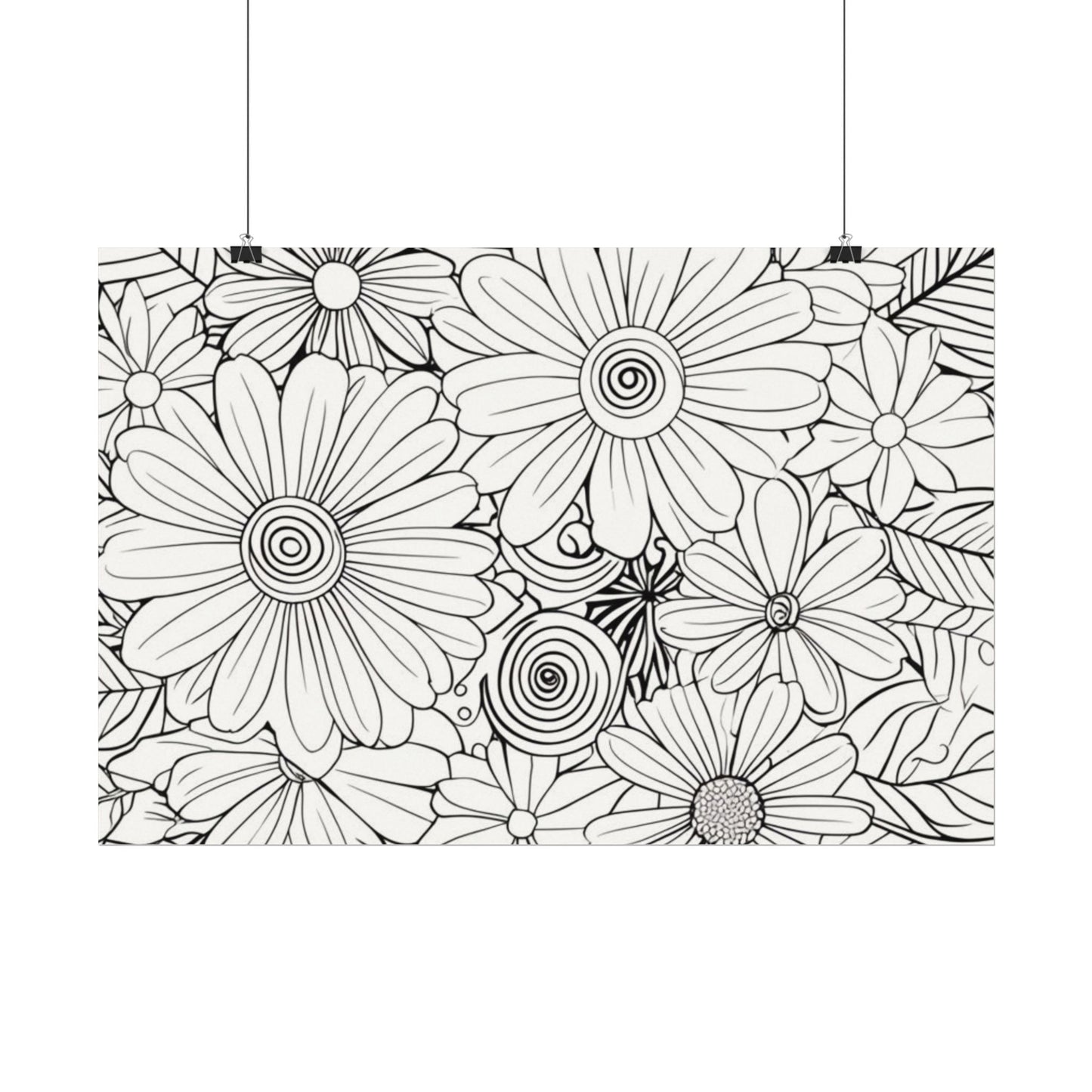 COLOR IT YOURSELF Floral Line Art Poster — Textured Matte Print