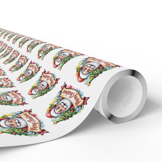 Holiday Santa Emblem Wrapping Paper Roll