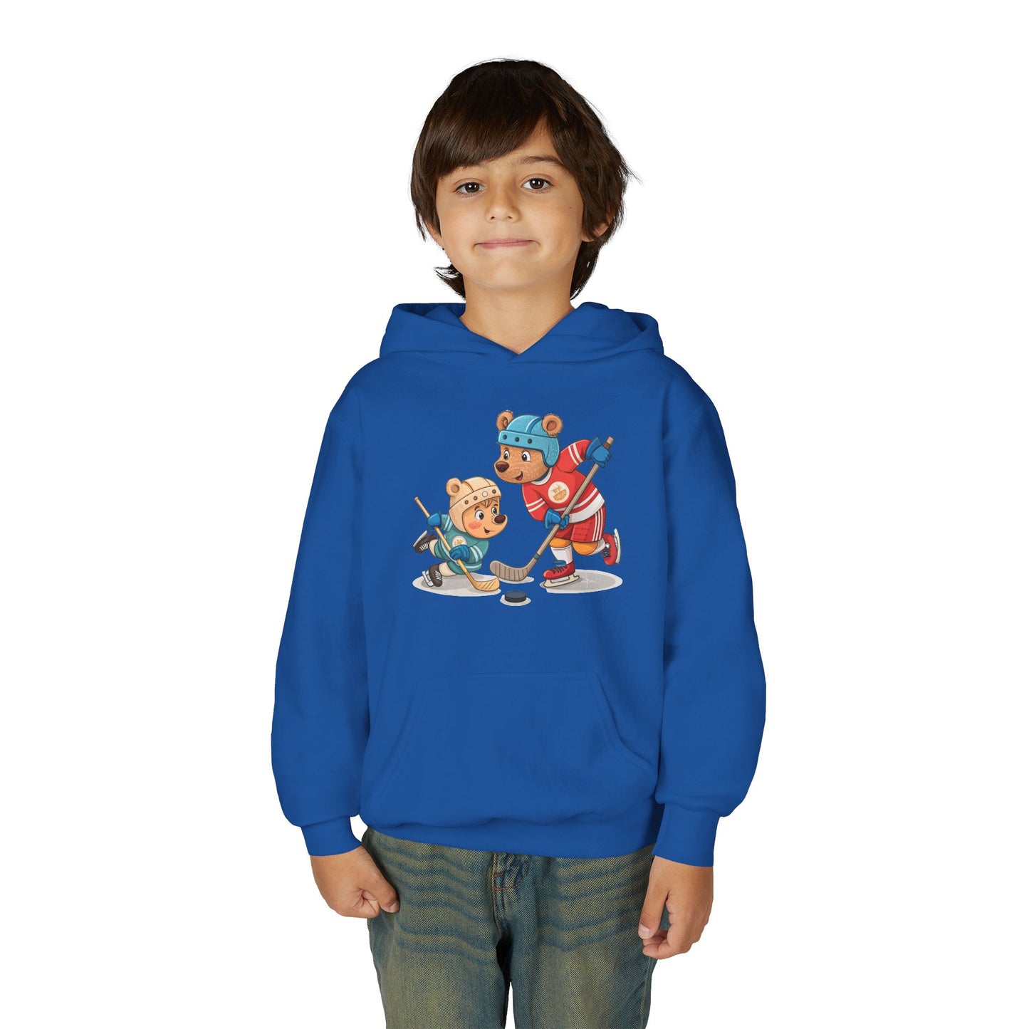 Youth Hockey Hoodie - Cute Kids Ice Hockey Players Pullover (Add Name)