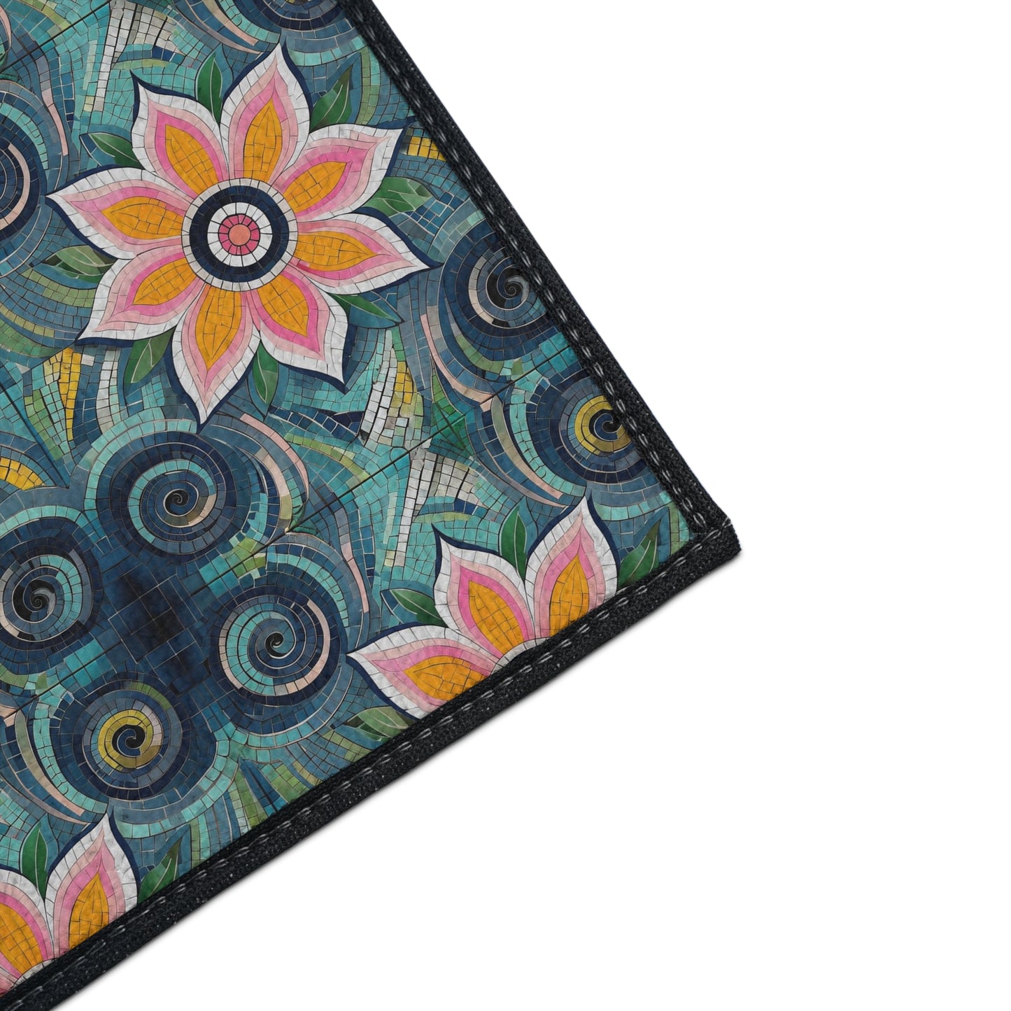 Floral Mosaic Heavy-Duty Floor Mat — Non-Slip Garden Pattern Rug