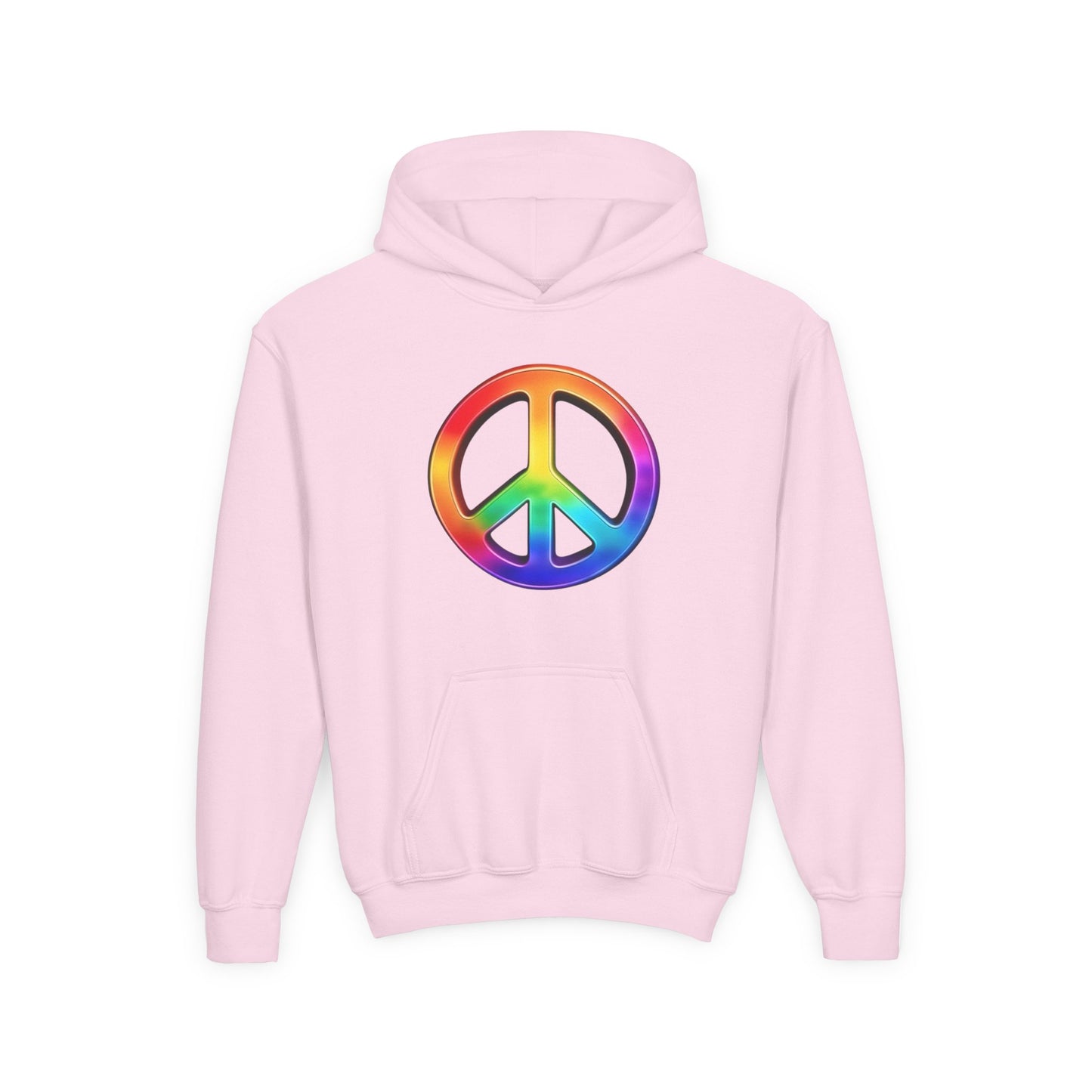 Youth Hoodie — Rainbow Peace Sign Pullover