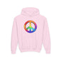 Youth Hoodie — Rainbow Peace Sign Pullover