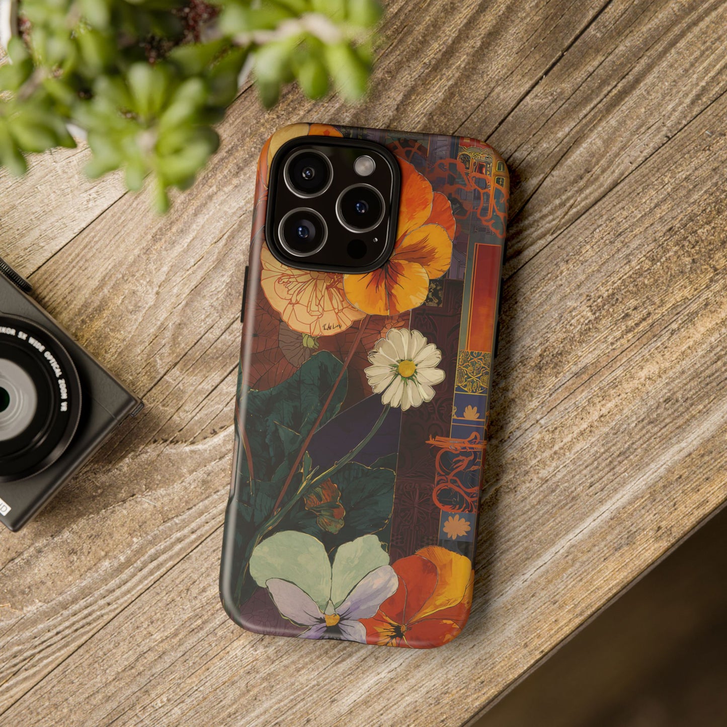 Floral Pansy Tough Phone Case — Vintage Botanical Protection