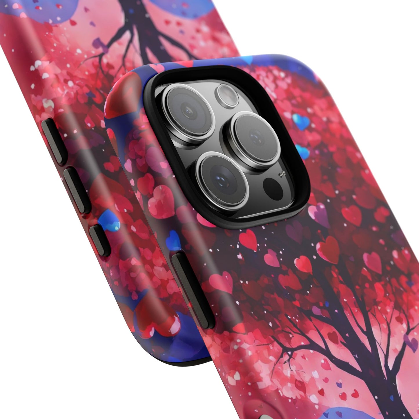 Heart Tree Phone Case — Romantic Red & Blue Protective Tough Case