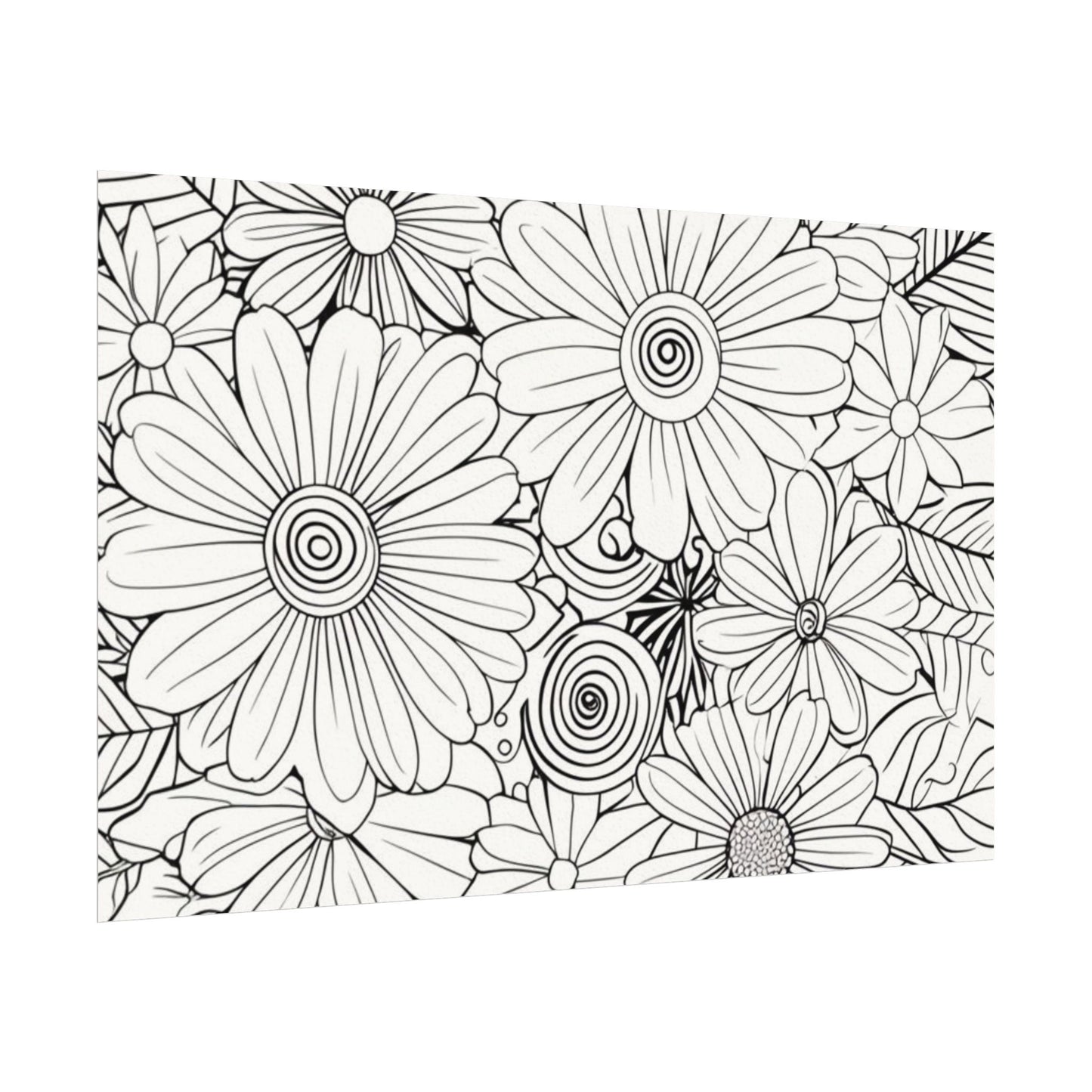 COLOR IT YOURSELF Floral Line Art Poster — Textured Matte Print