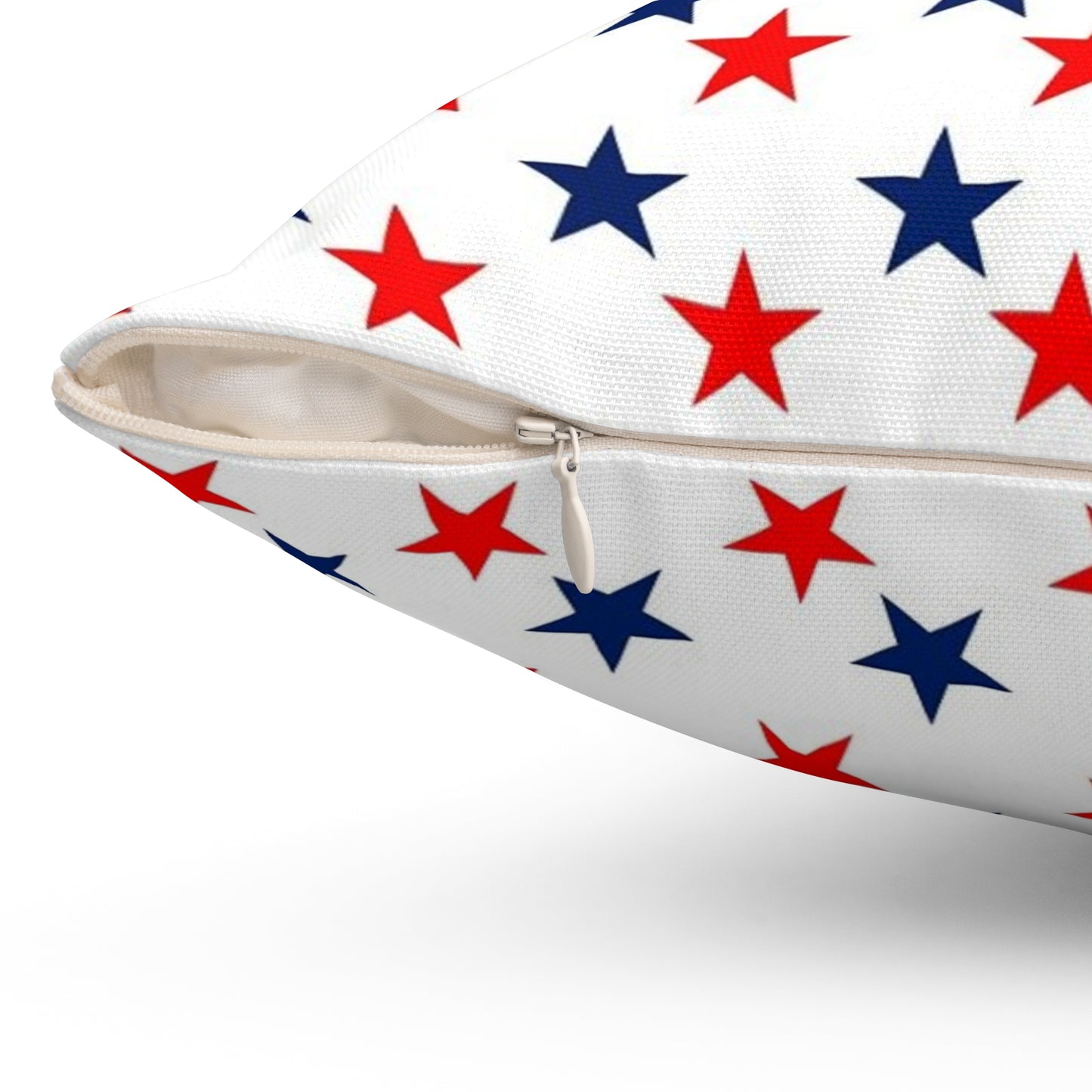 Spun Polyester Square Pillow stars red white and blue