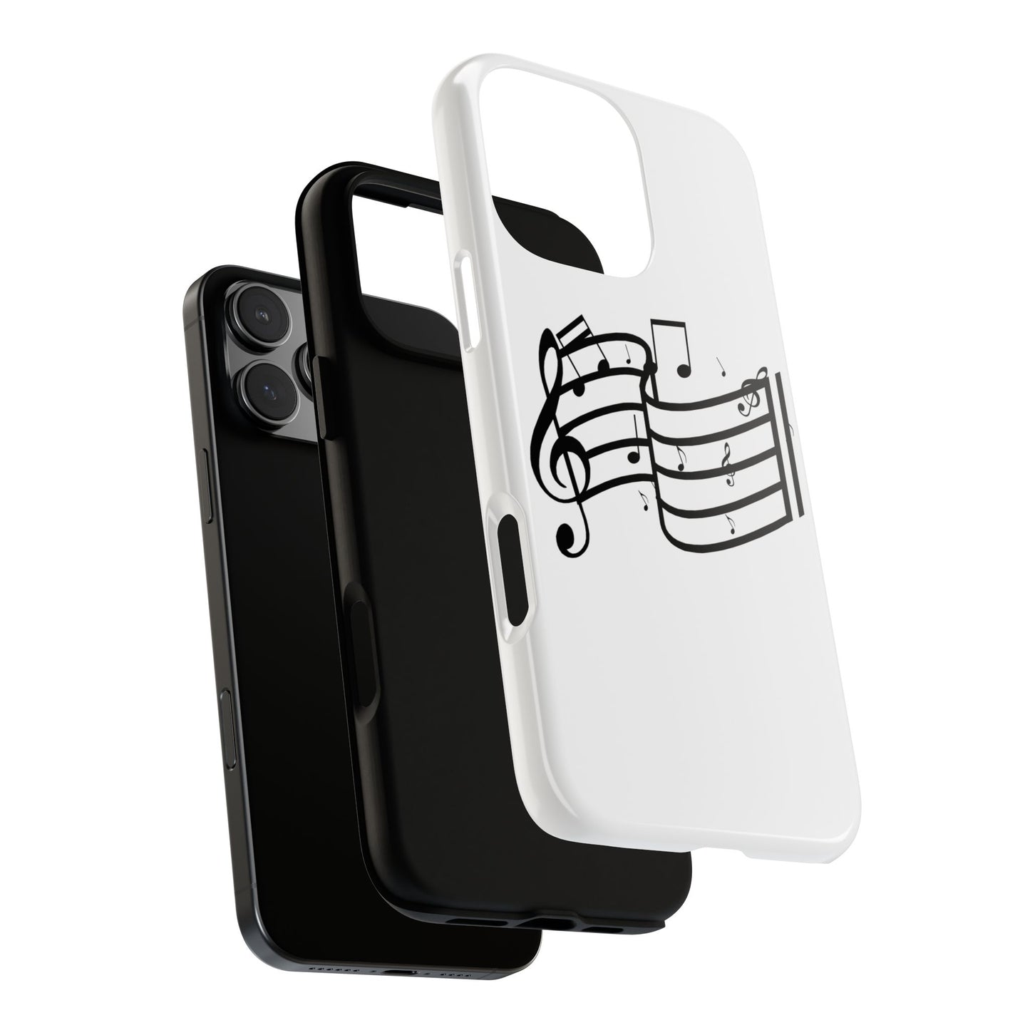 Musical Notes Phone Case — Black Treble Clef Music Staff Tough Case