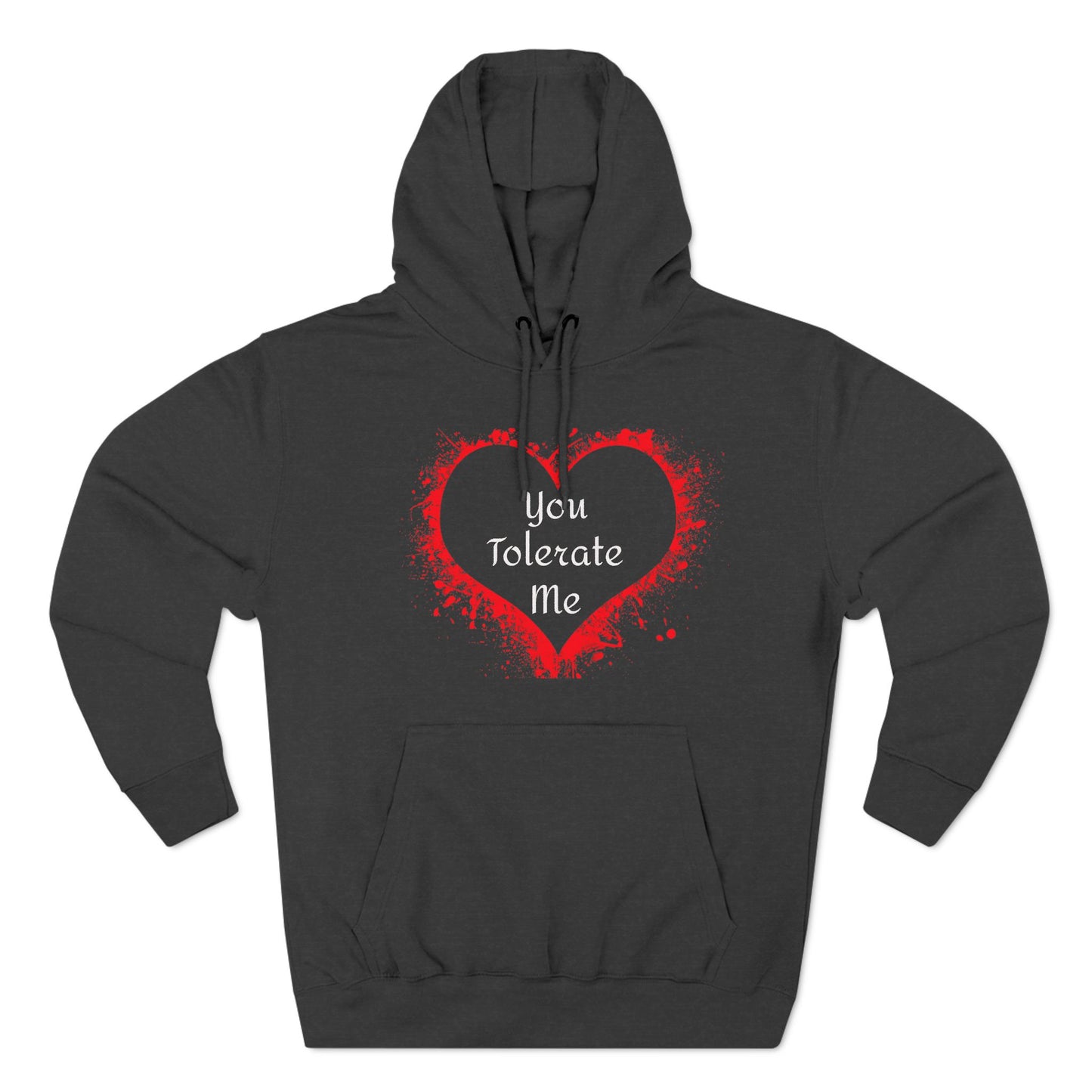 Heart Splash Hoodie — "Love Tolerate Me" Graphic Pullover