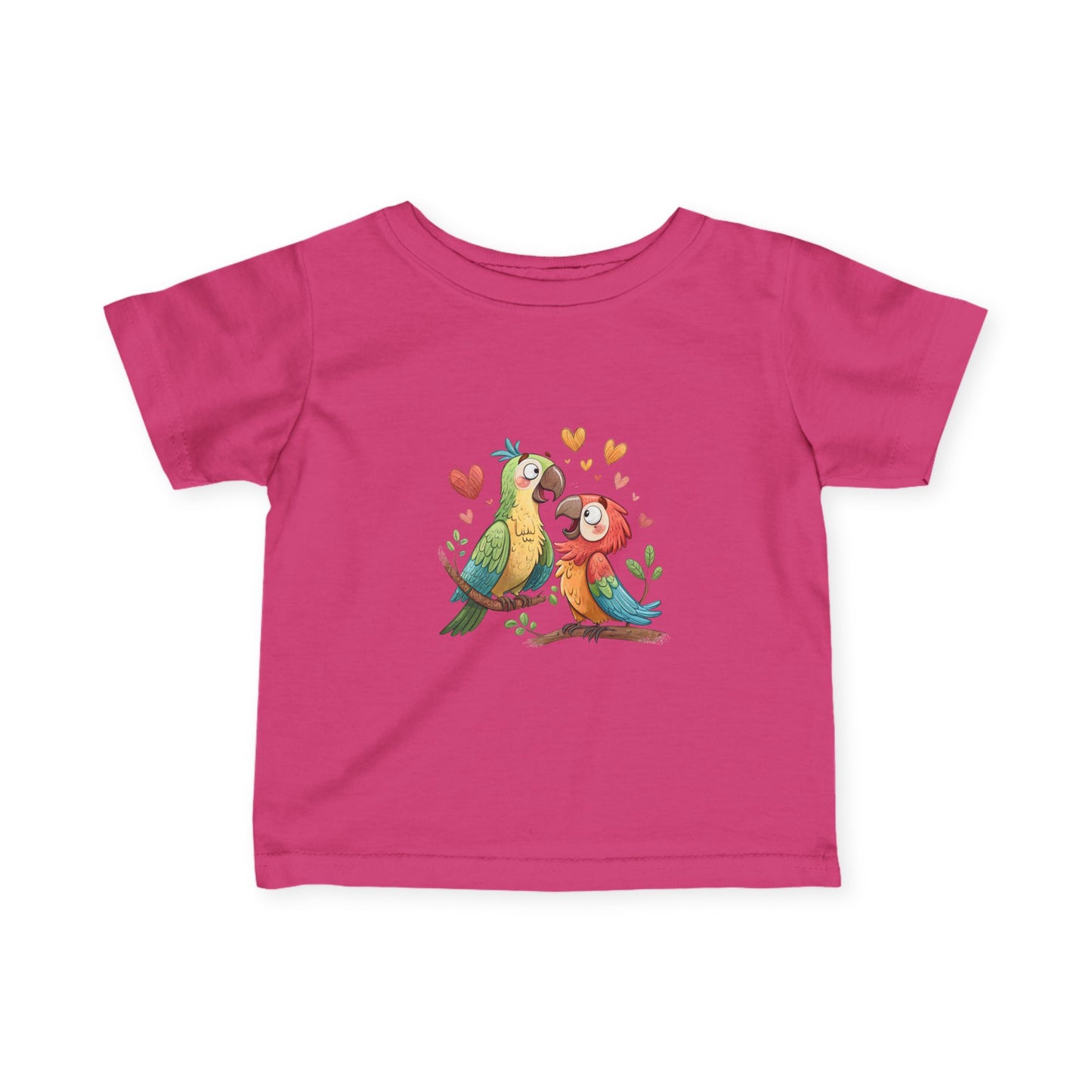 Infant Tee — Cute Pair of Parrots Baby Shirt (Hearts & Love)