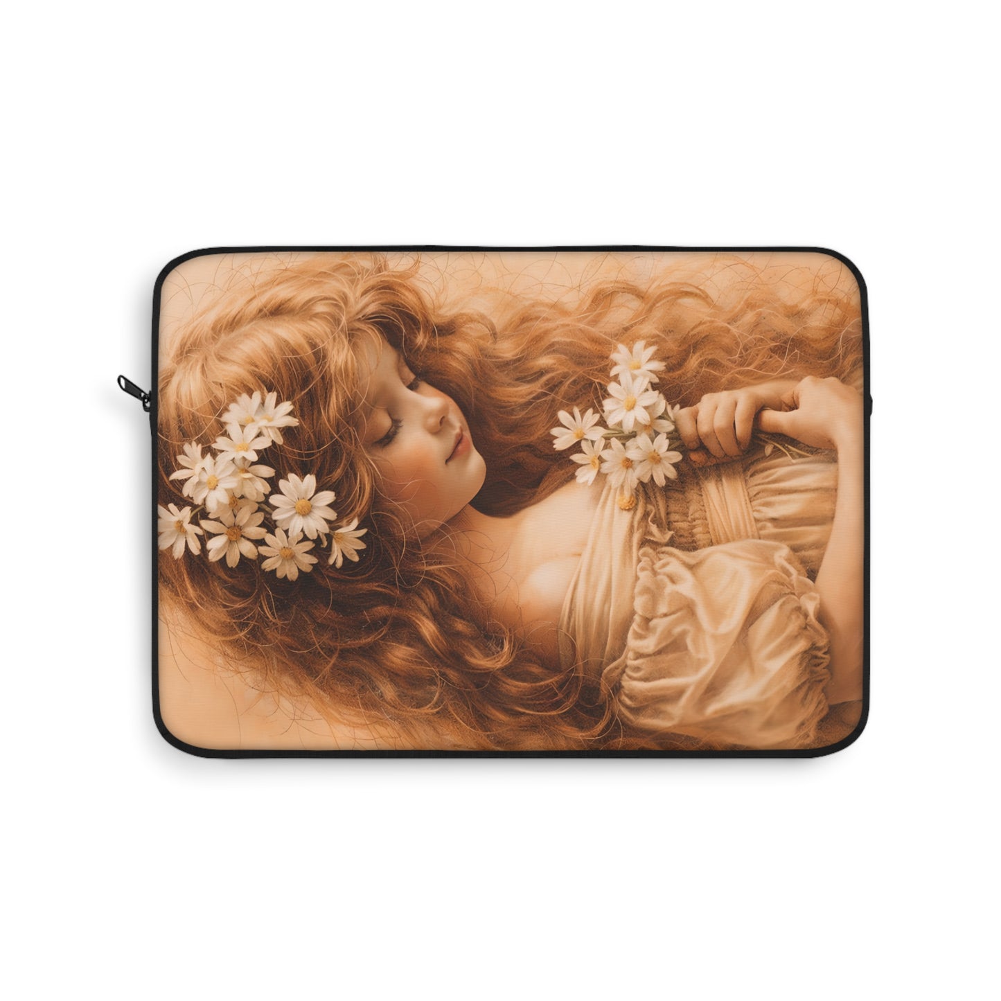 Vintage Floral Laptop Sleeve — Ethereal Sleeping Maiden Design