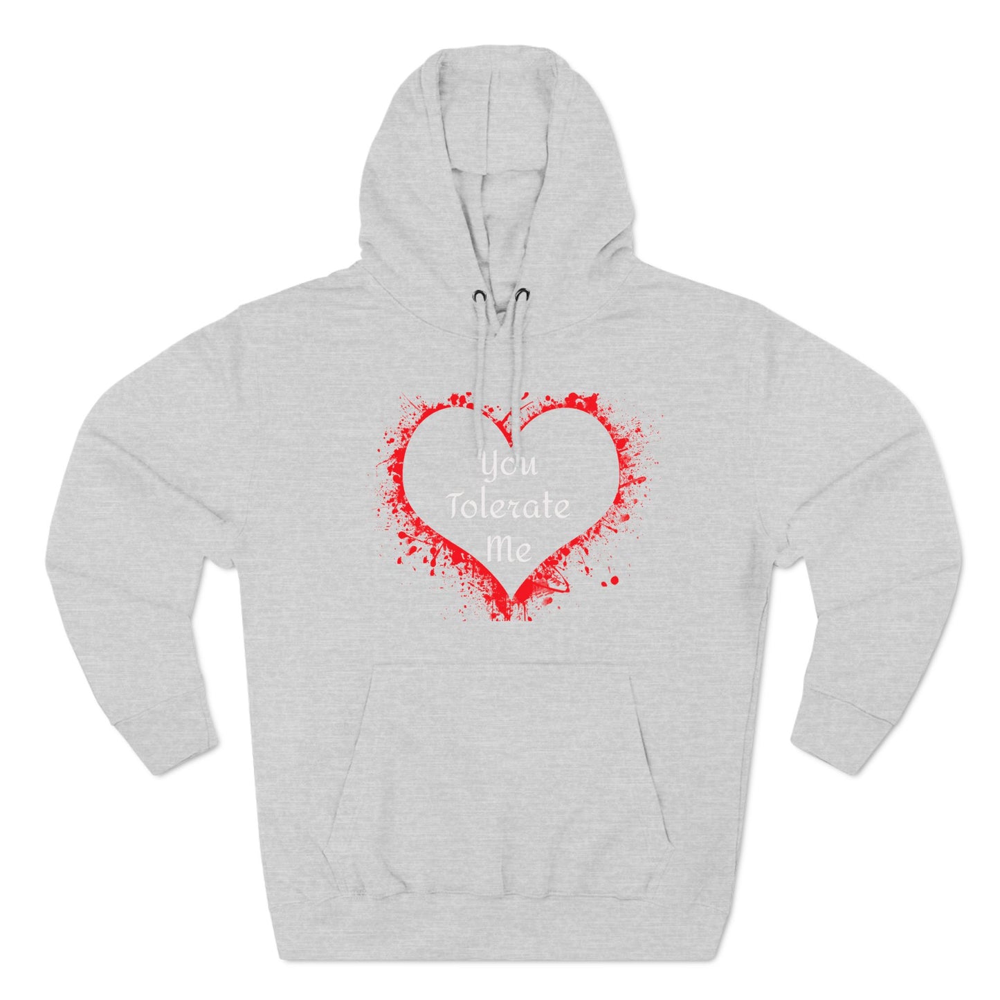 Heart Splash Hoodie — "Love Tolerate Me" Graphic Pullover