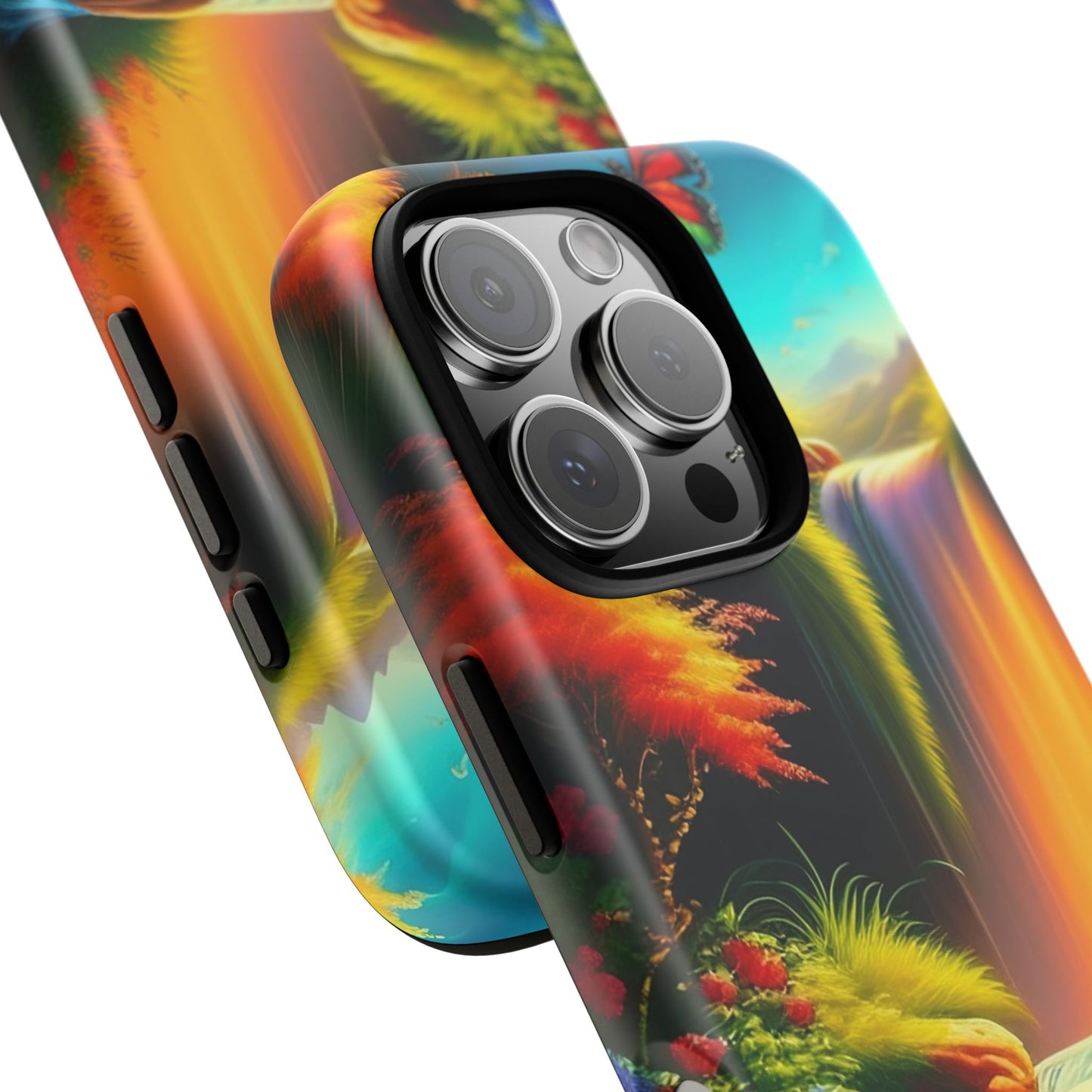 Phone Case - Vibrant Waterfall Landscape with Butterfly | Colorful Nature Protective Case