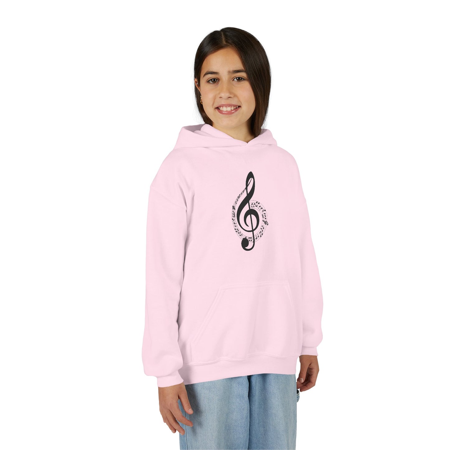 Youth Music Treble Clef Hoodie – Cute Musical Notes Kids Sweatshirt