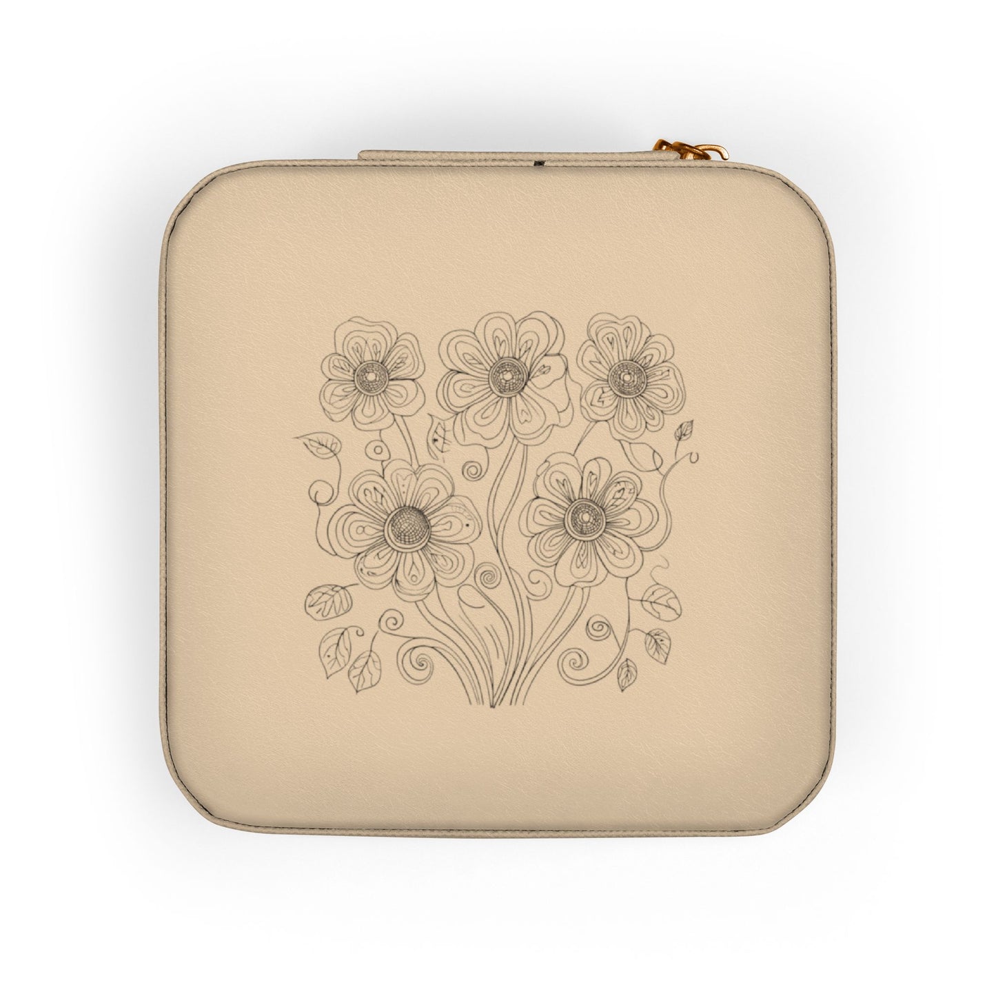 Floral Compact Jewelry Travel Case — Portable Ring & Earring Organizer